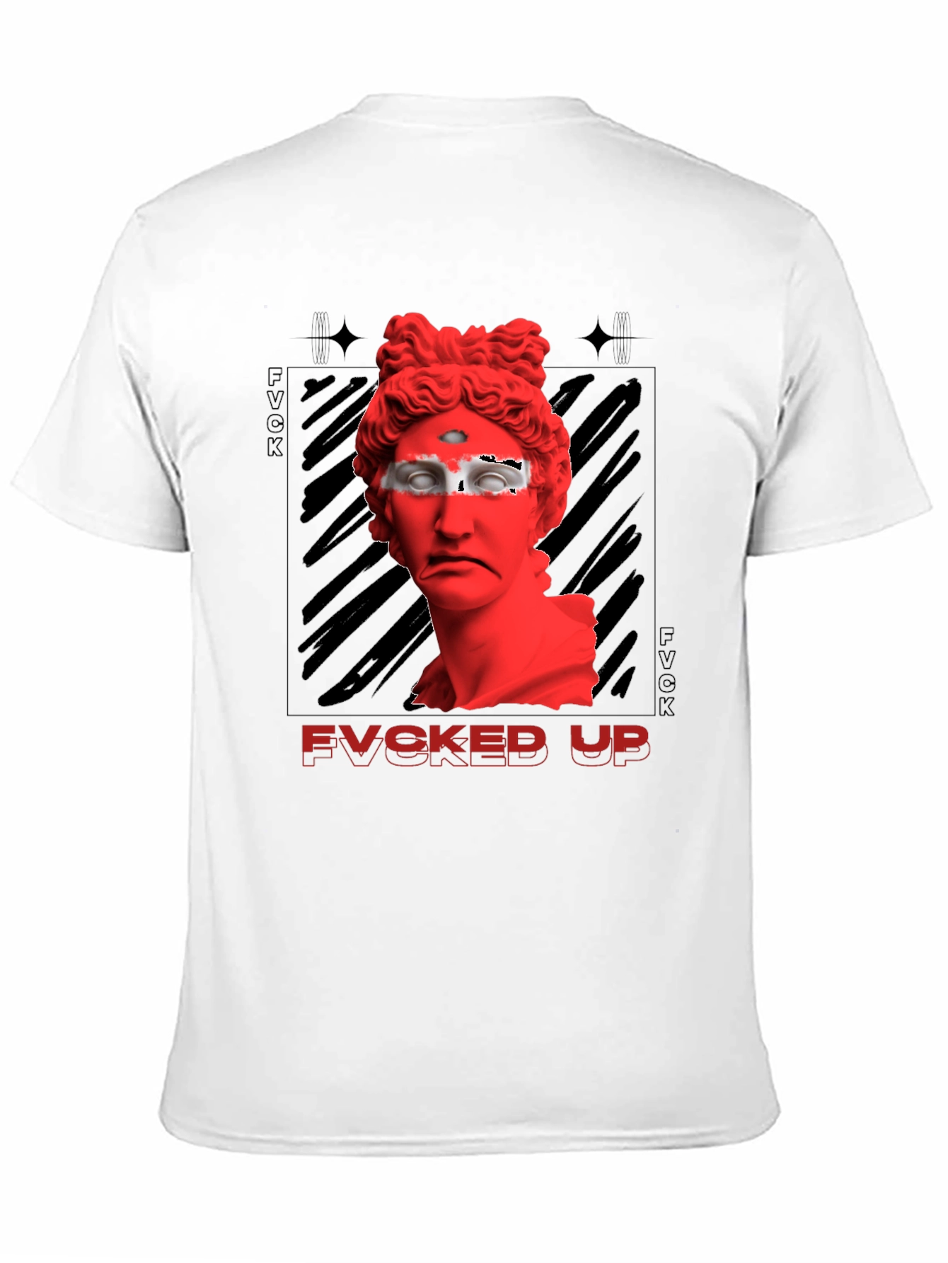 Fvcked Up Graphic Tee - Red Statue Design