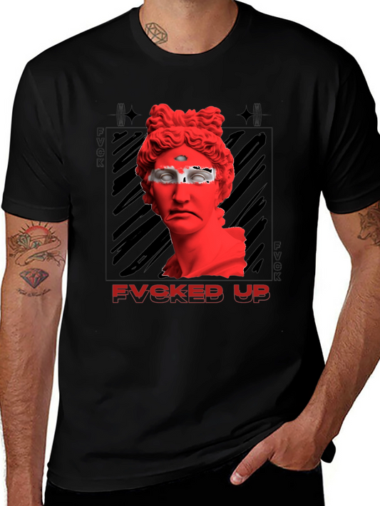Fvcked Up Graphic Tee - Red Statue Design