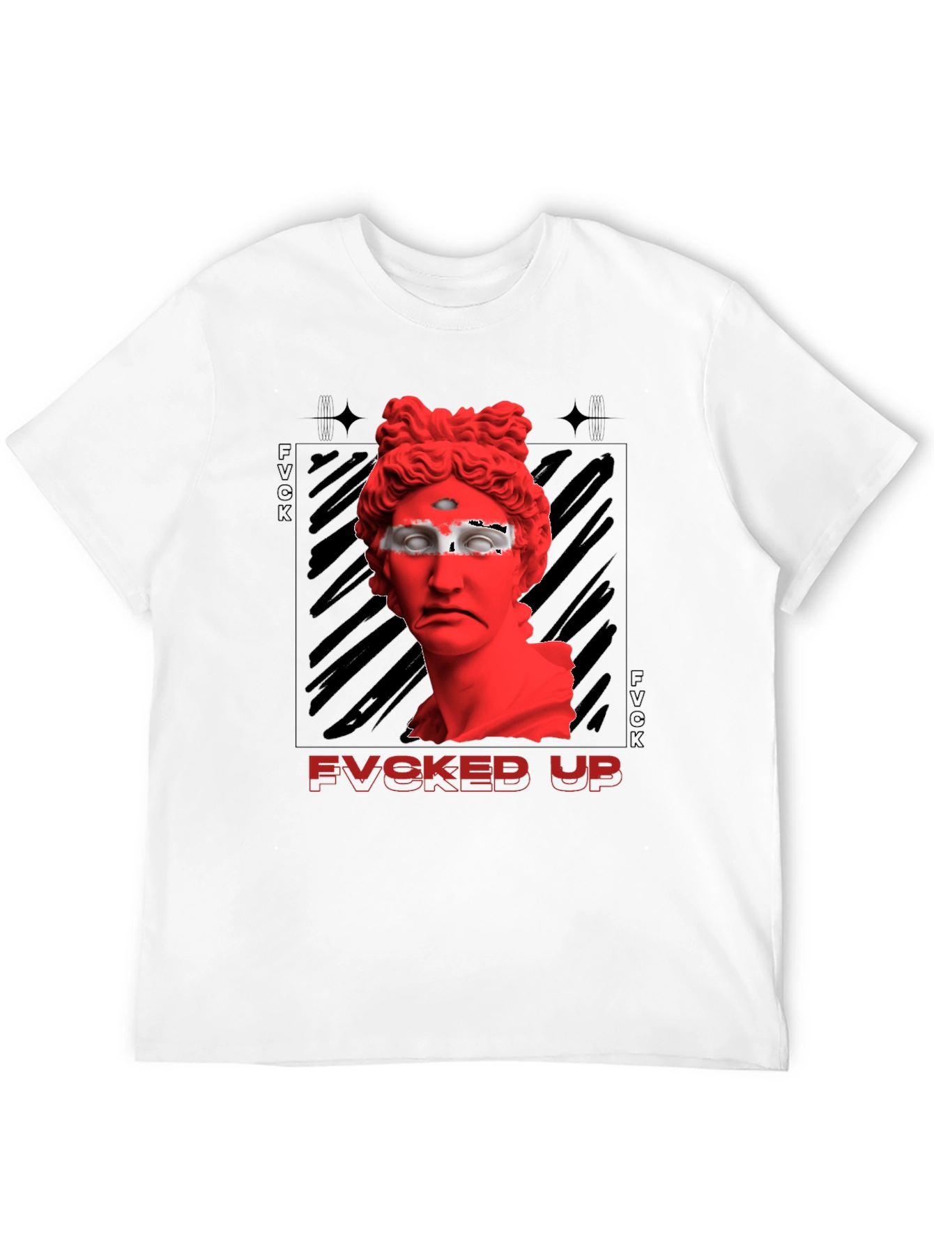 Fvcked Up Graphic Tee - Red Statue Design