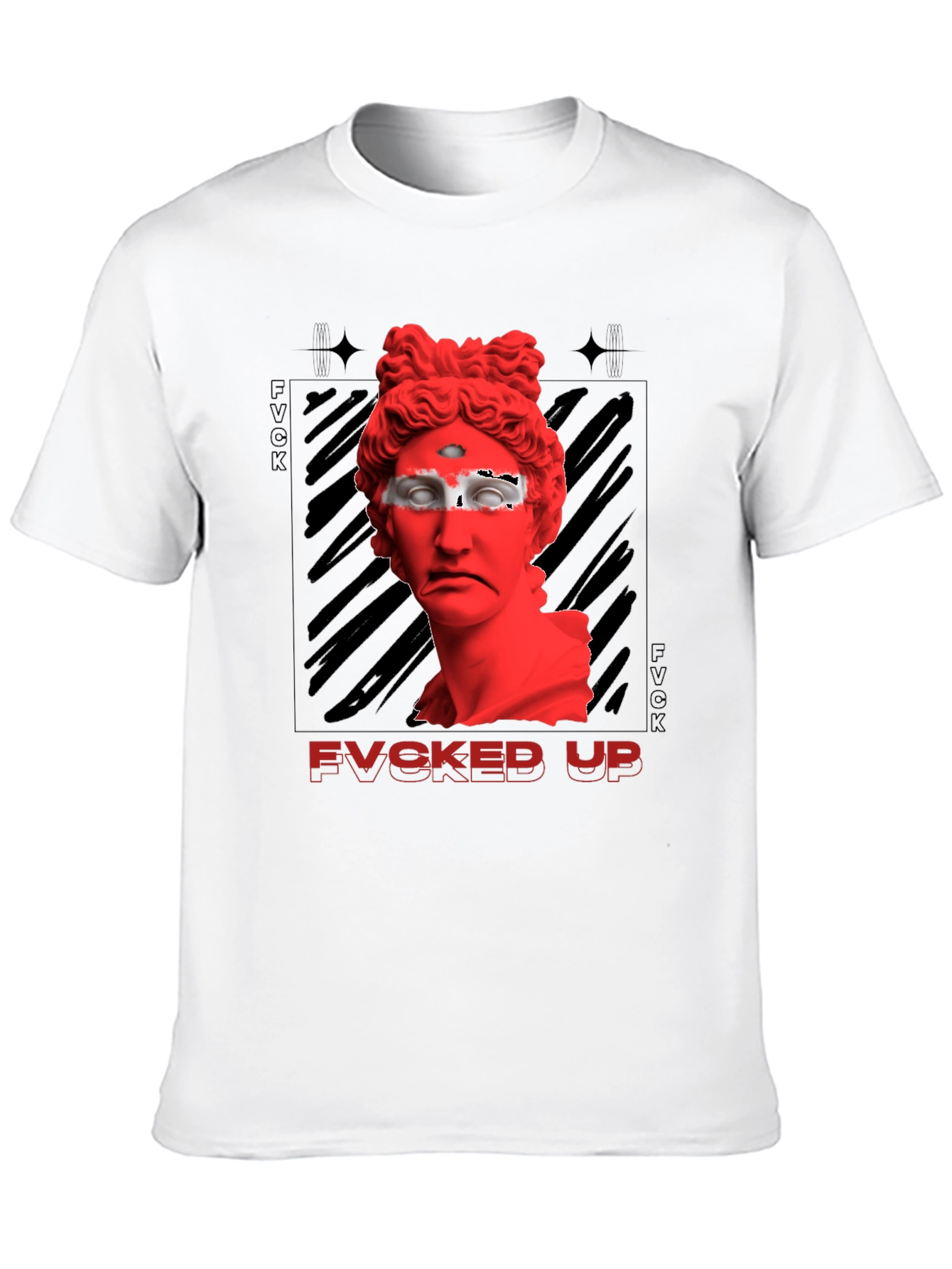 Fvcked Up Graphic Tee - Red Statue Design