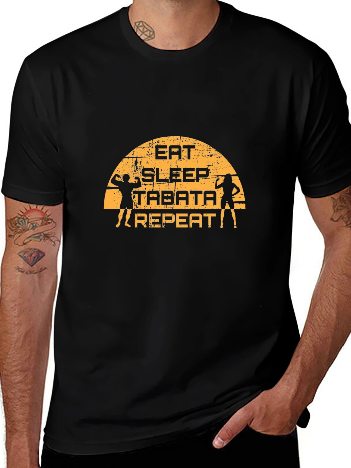 Eat Sleep Tabata Repeat Black T-Shirt