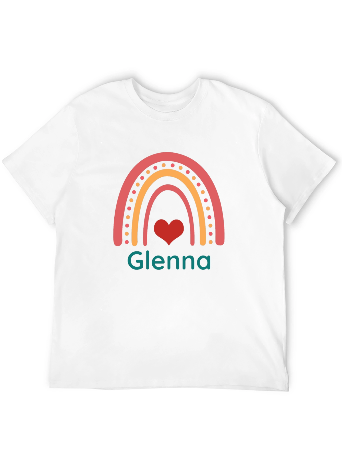 Glenna Rainbow Heart T-Shirt - Custom Name Tee