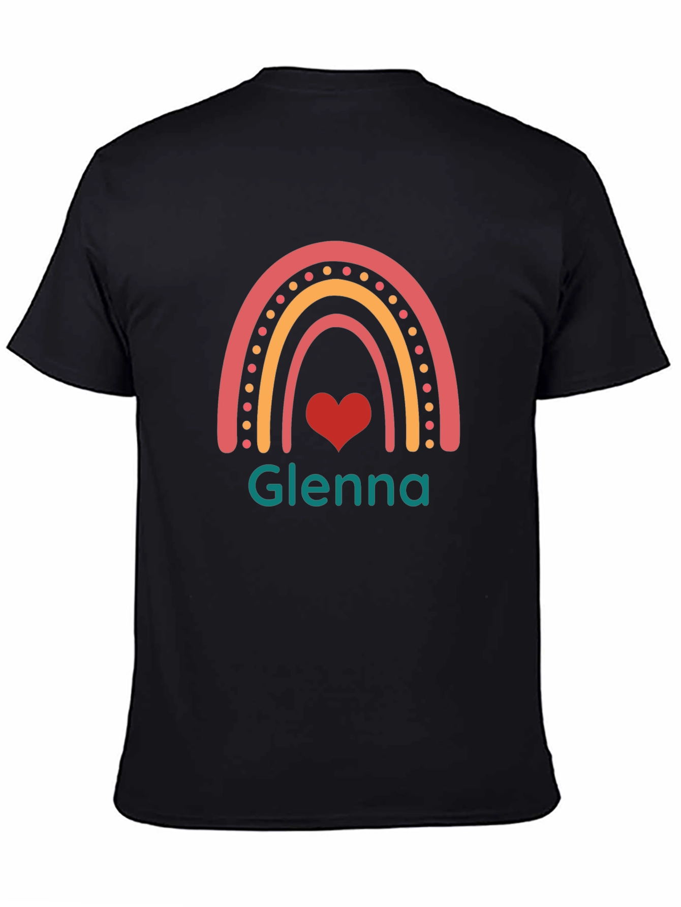 Glenna Rainbow Heart T-Shirt - Custom Name Tee
