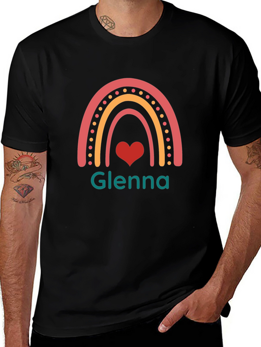 Glenna Rainbow Heart T-Shirt - Custom Name Tee