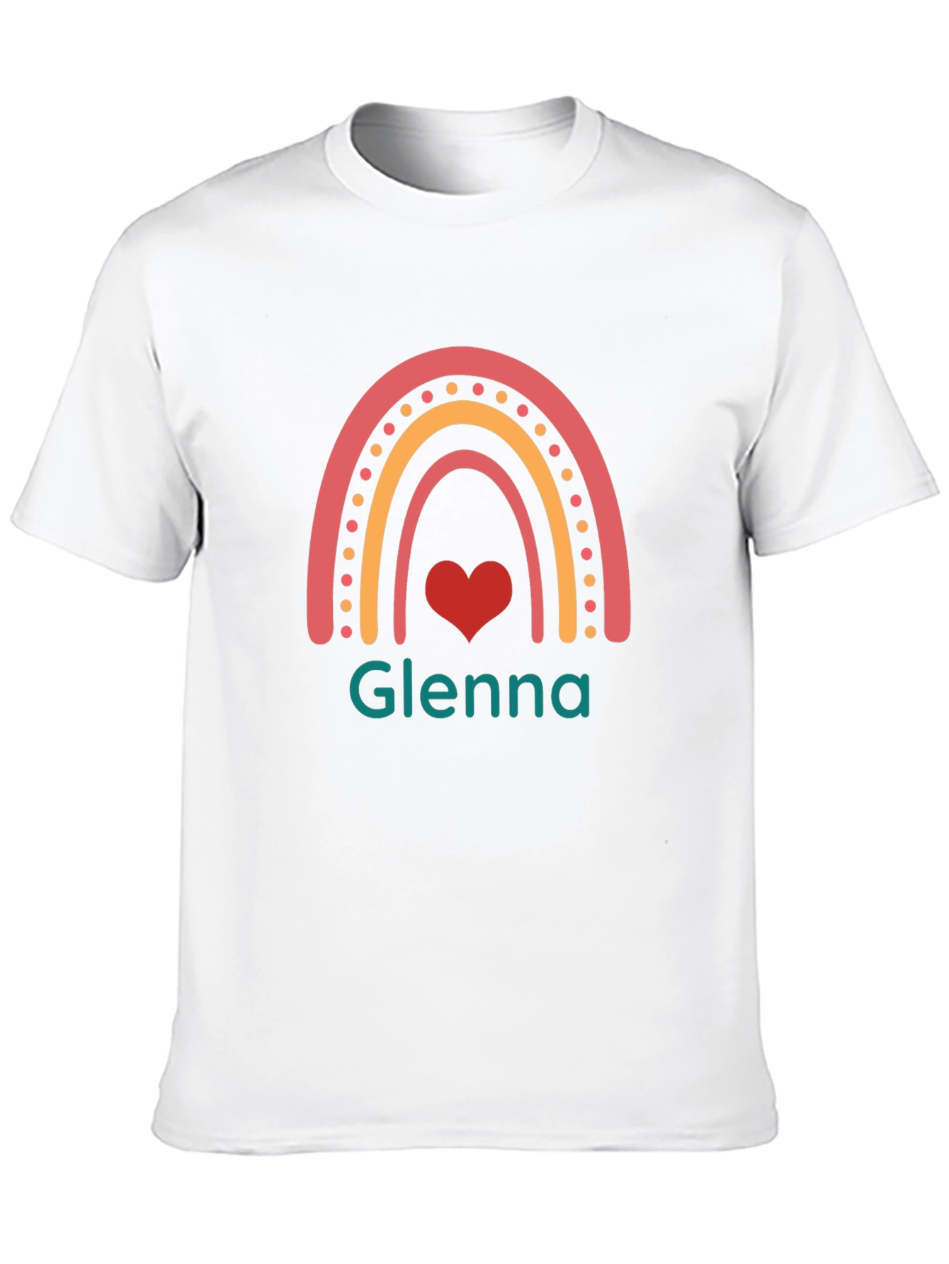 Glenna Rainbow Heart T-Shirt - Custom Name Tee