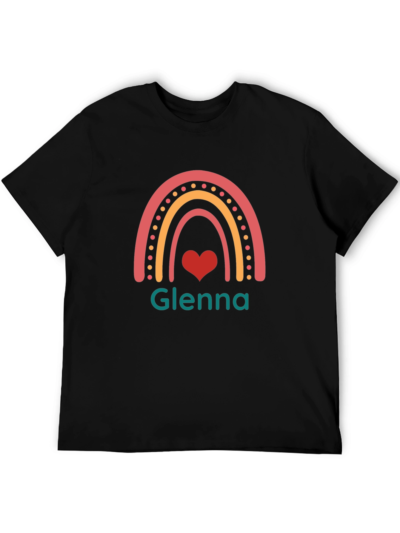 Glenna Rainbow Heart T-Shirt - Custom Name Tee