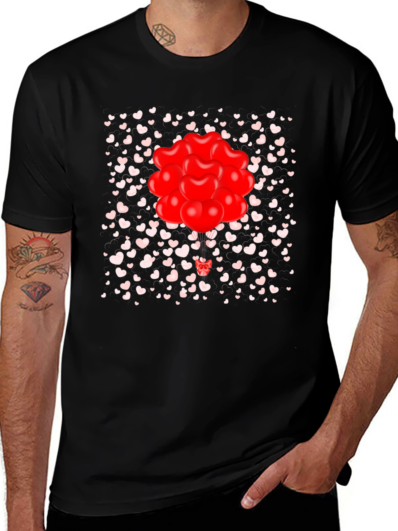 Heart Balloons Graphic Tee - Valentines Day Shirt