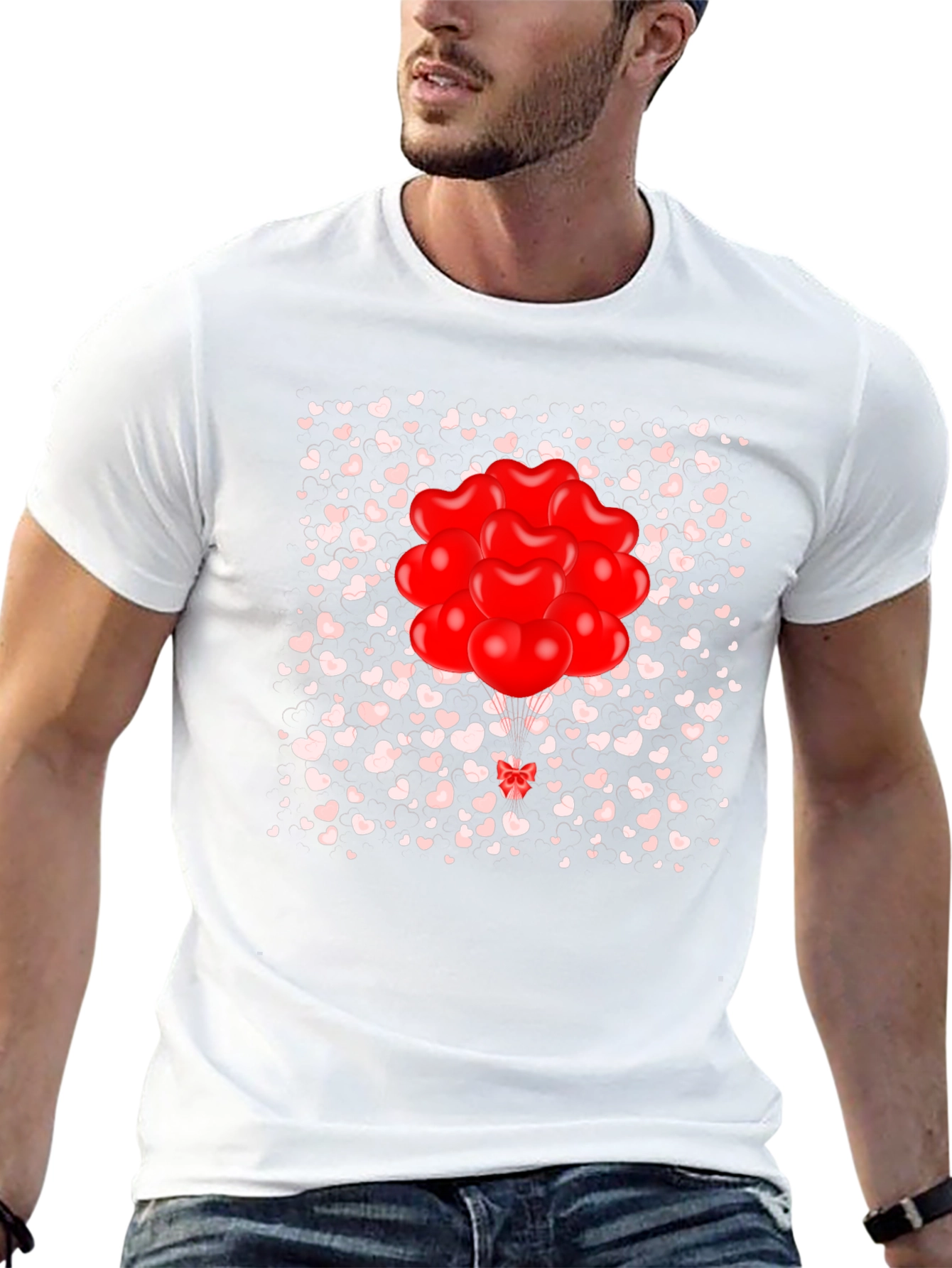 Heart Balloons Graphic Tee - Valentines Day Shirt