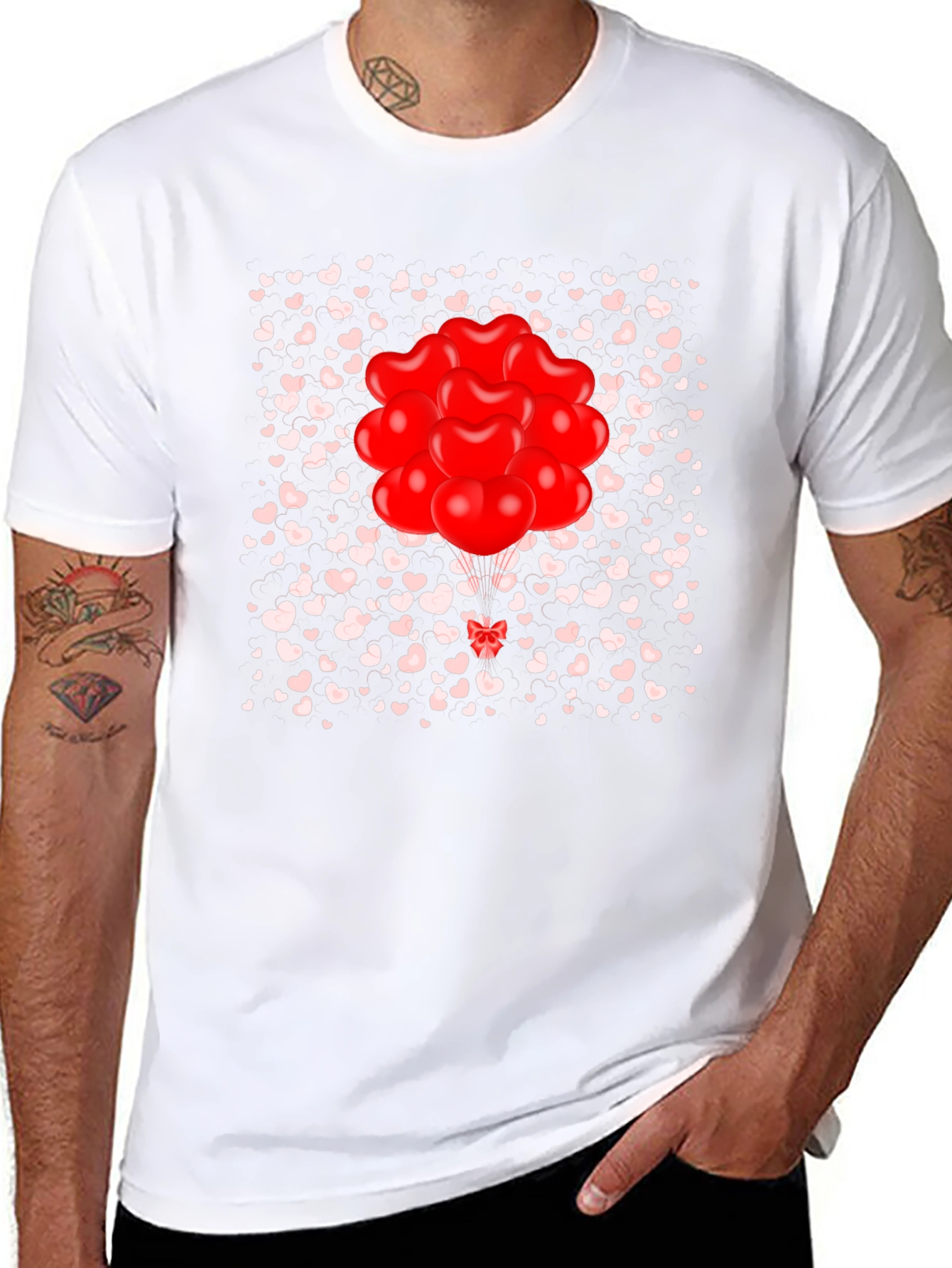 Heart Balloons Graphic Tee - Valentines Day Shirt