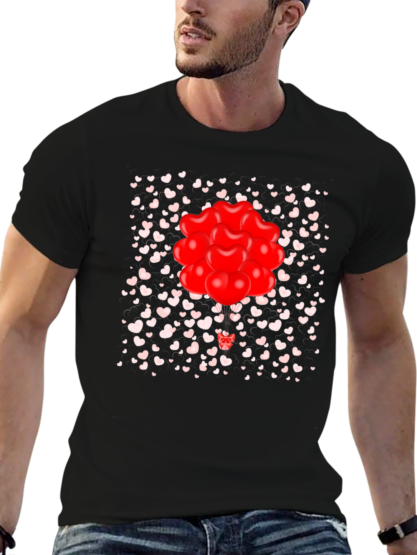 Heart Balloons Graphic Tee - Valentines Day Shirt