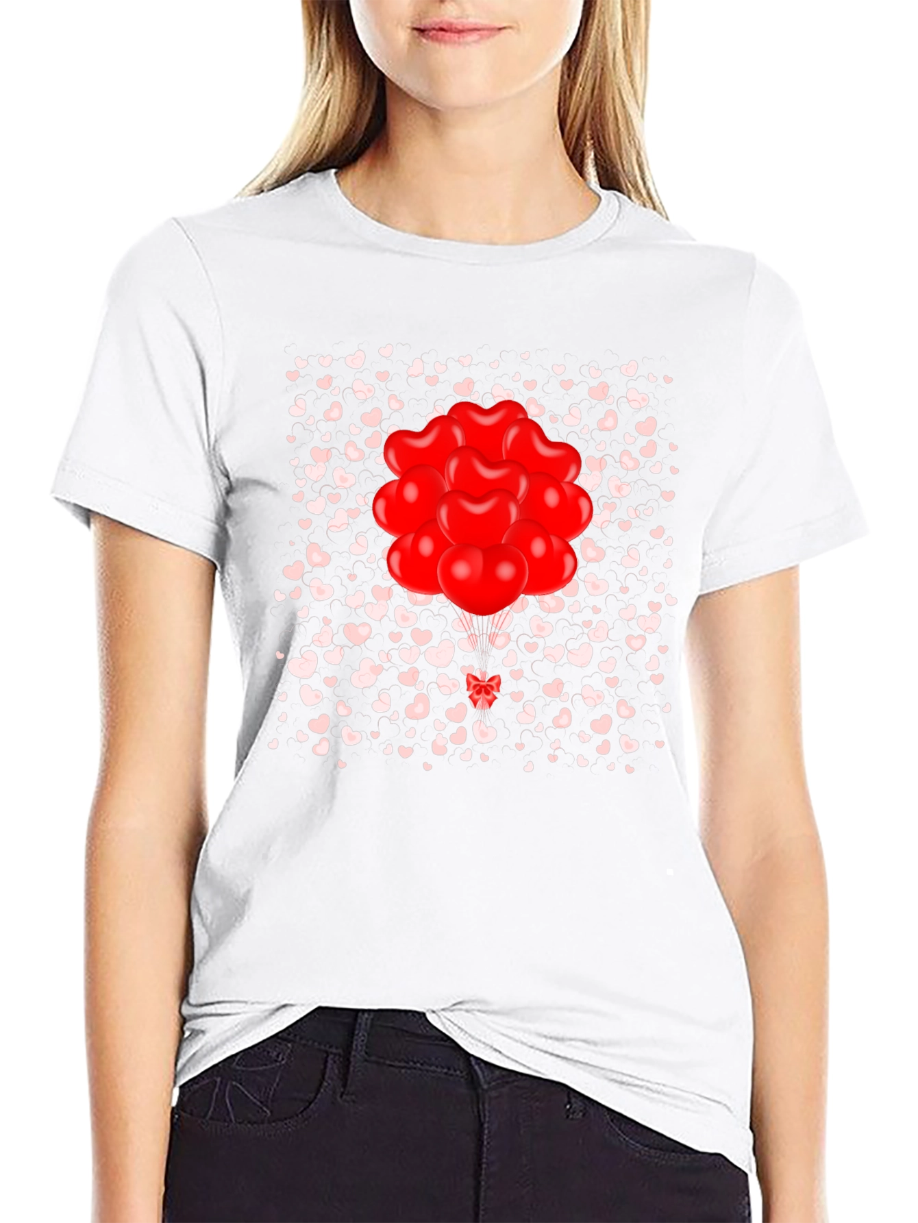 Heart Balloons Graphic Tee - Valentines Day Shirt
