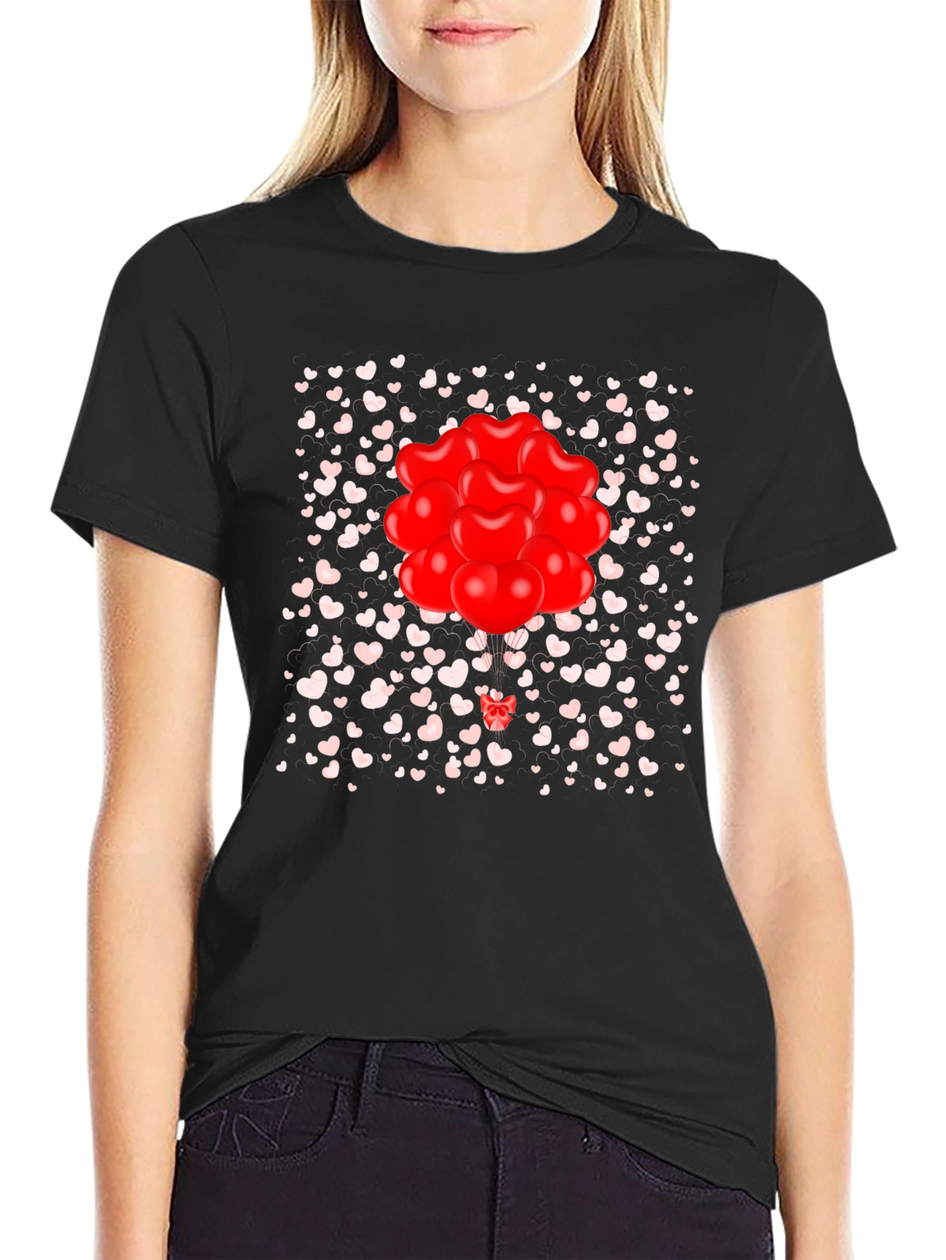 Heart Balloons Graphic Tee - Valentines Day Shirt