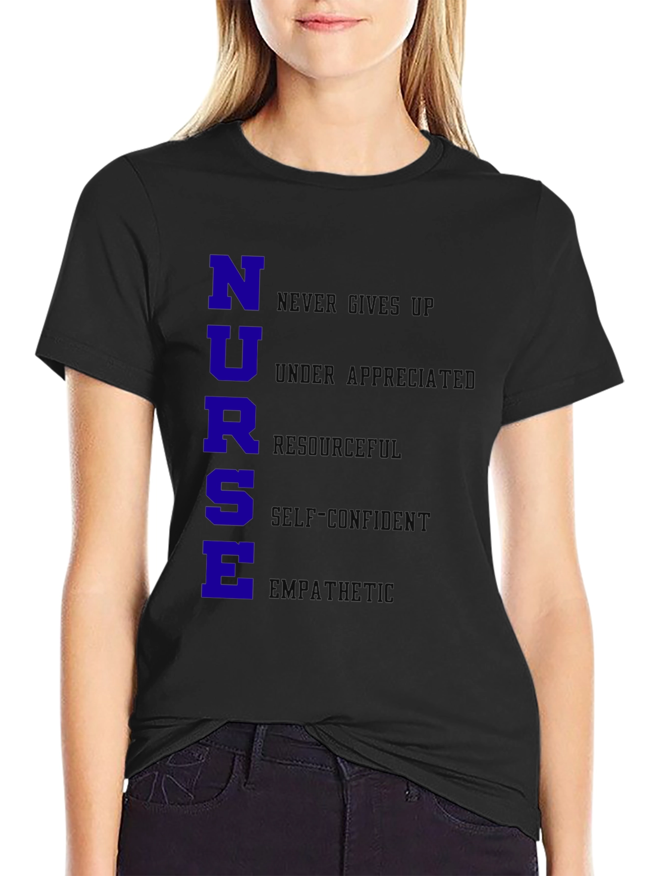 Nurse Qualities T-Shirt - Black Cotton Blend