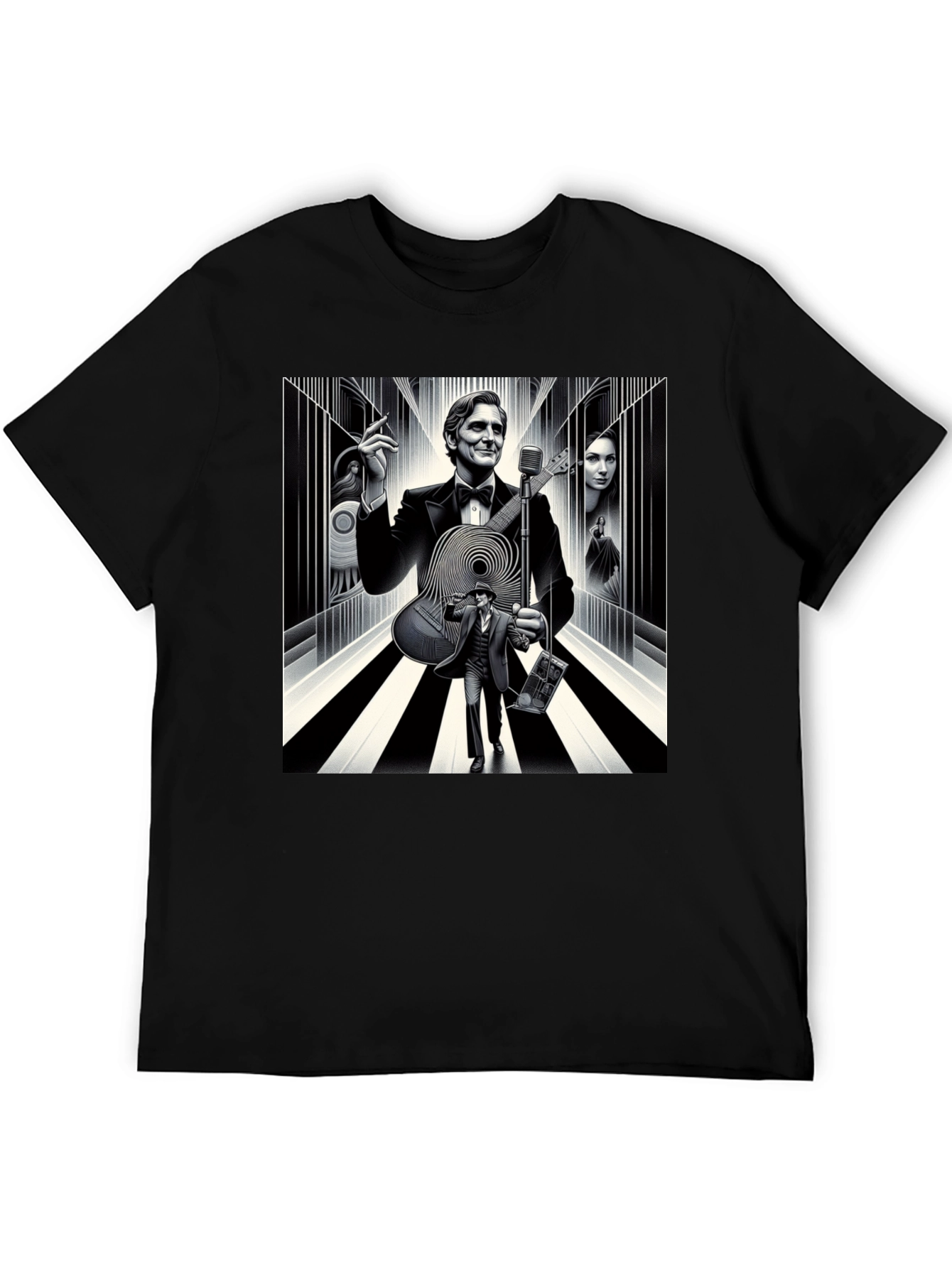 Retro Music T-Shirt - Mens Black Graphic Tee