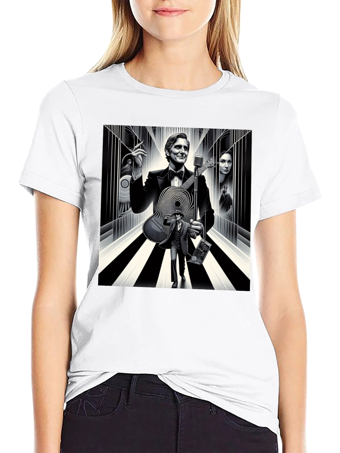 Retro Music T-Shirt - Mens Black Graphic Tee