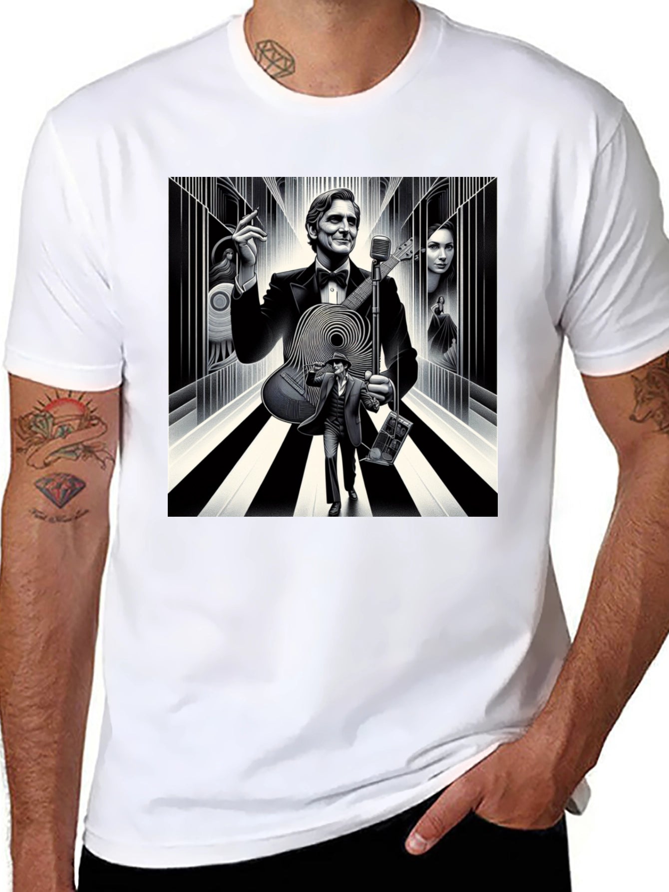 Retro Music T-Shirt - Mens Black Graphic Tee