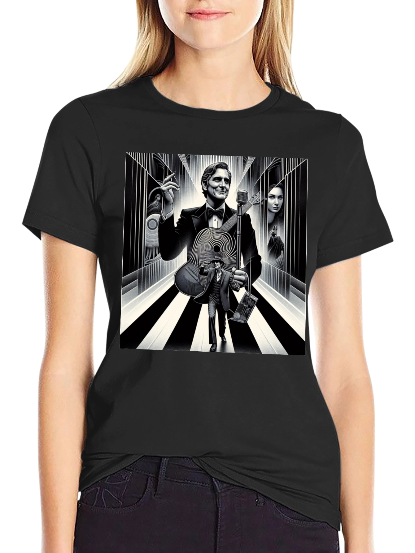 Retro Music T-Shirt - Mens Black Graphic Tee