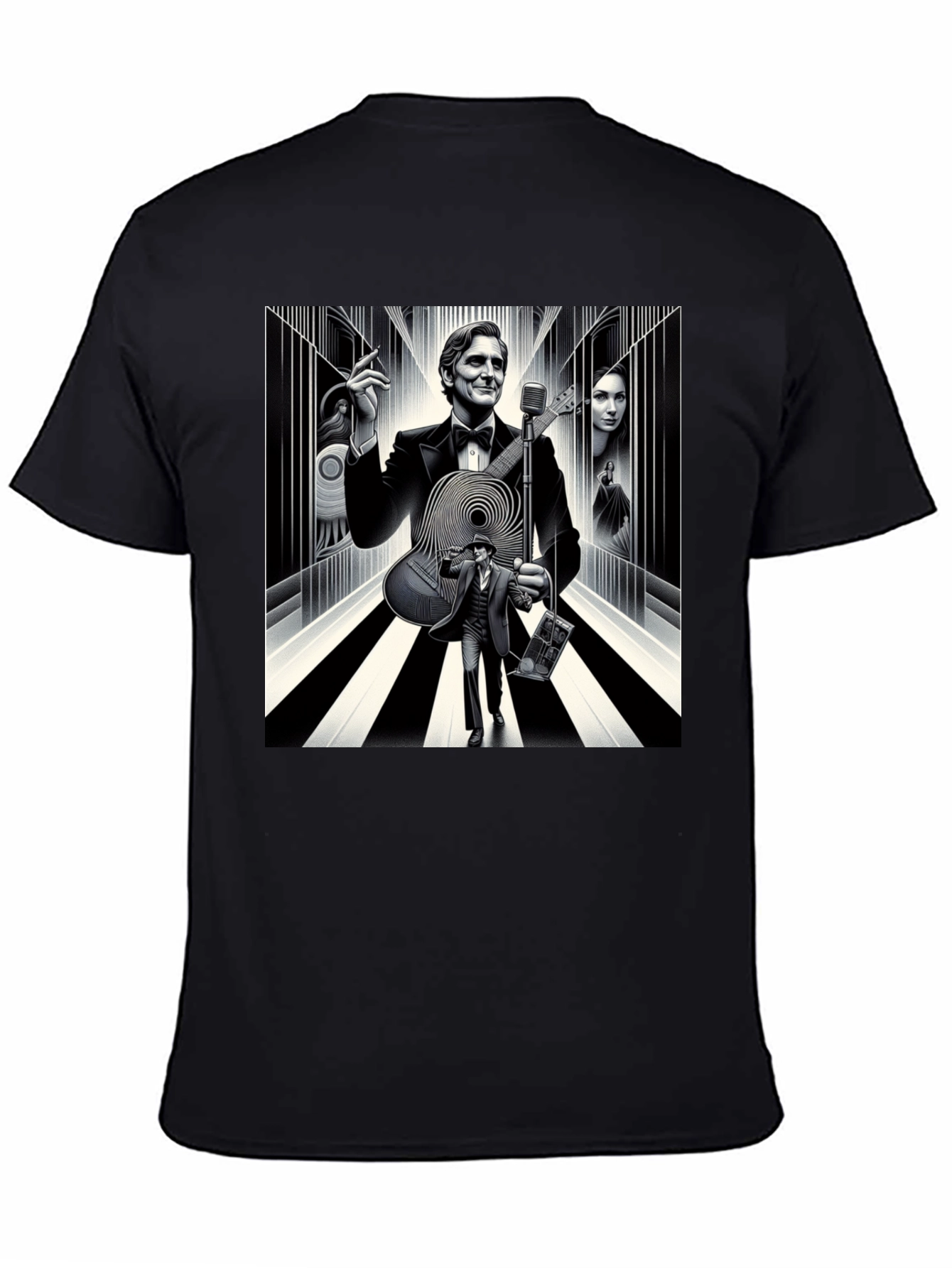Retro Music T-Shirt - Mens Black Graphic Tee