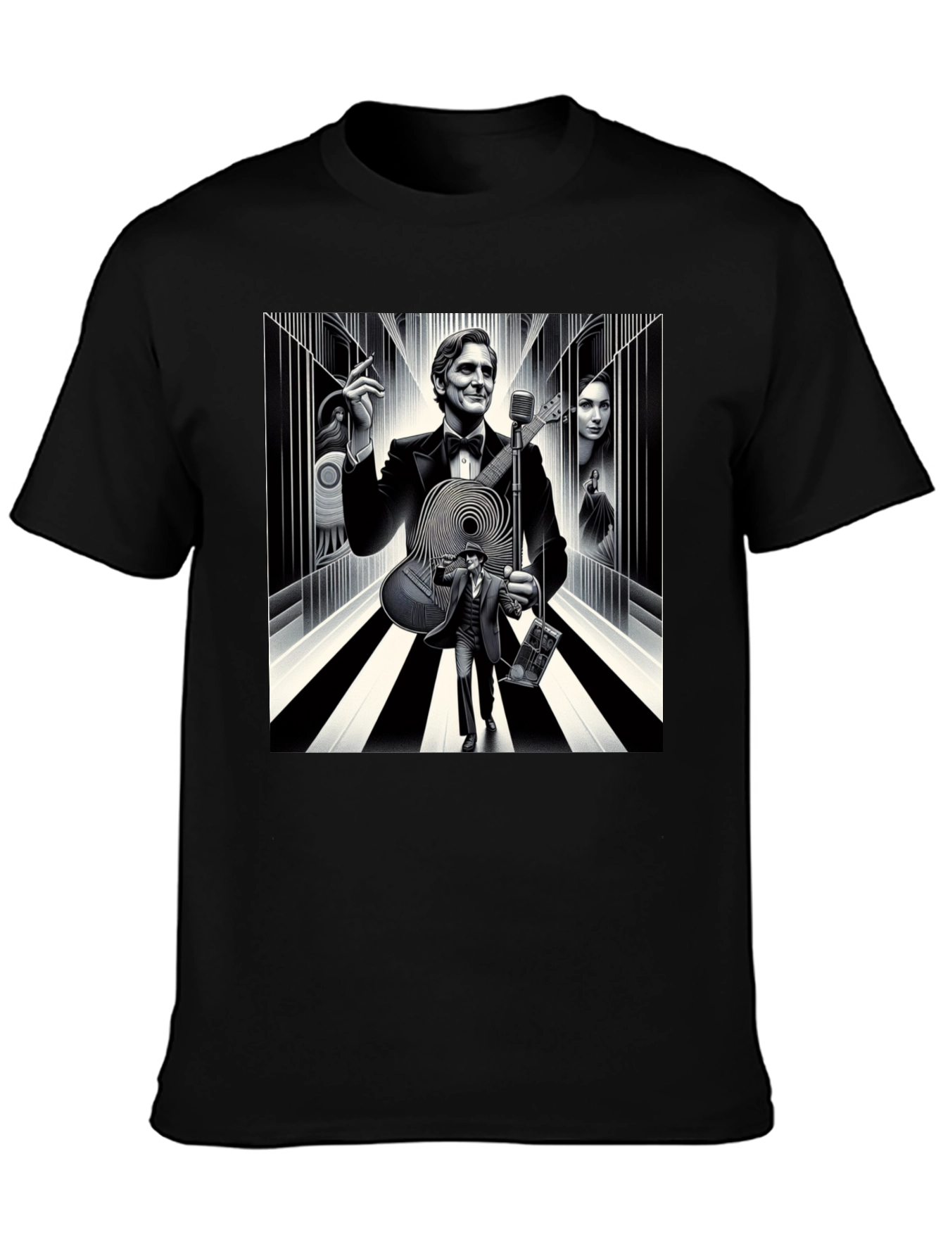 Retro Music T-Shirt - Mens Black Graphic Tee