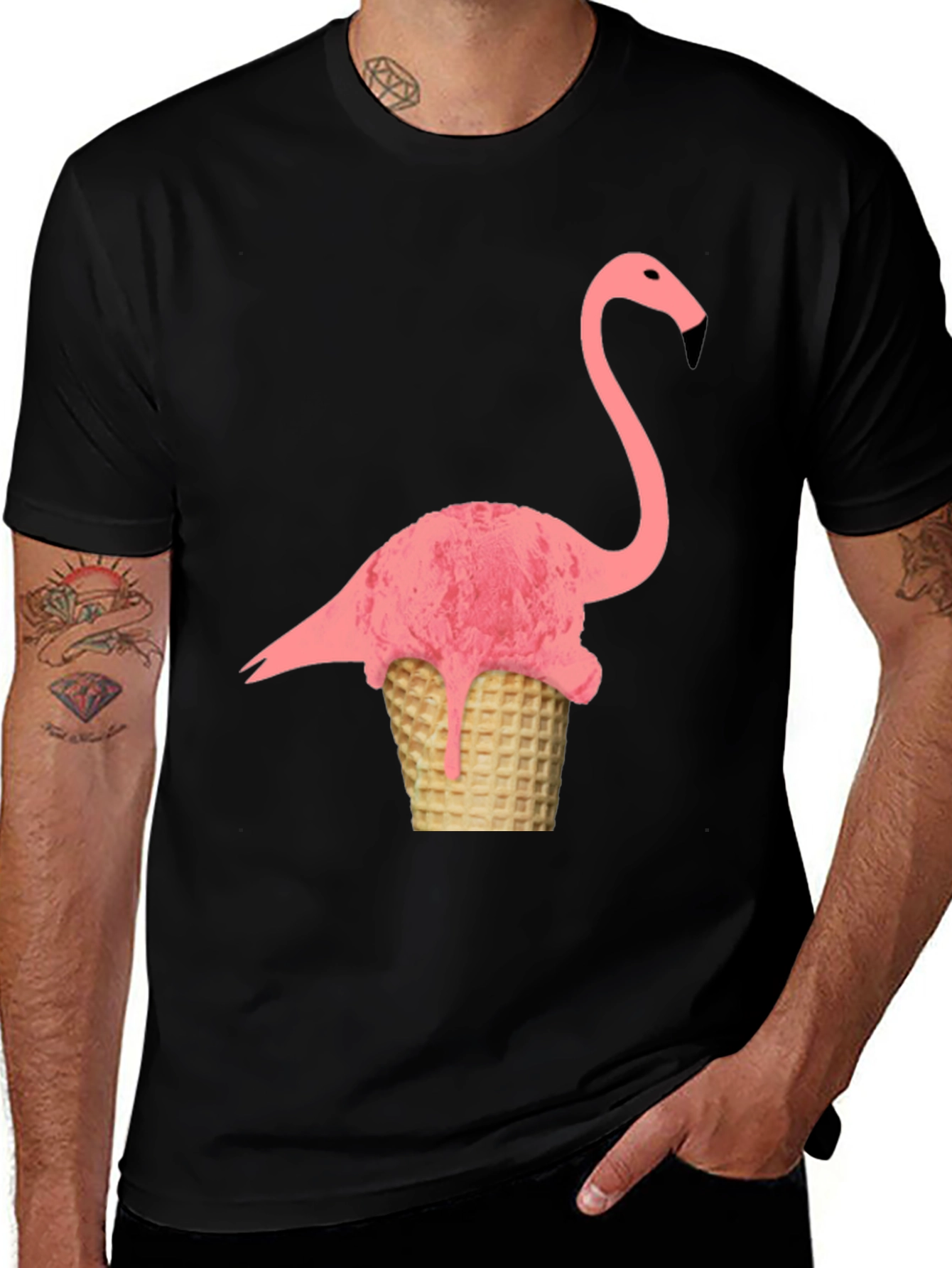 Flamingo Ice Cream Cone Graphic Tee