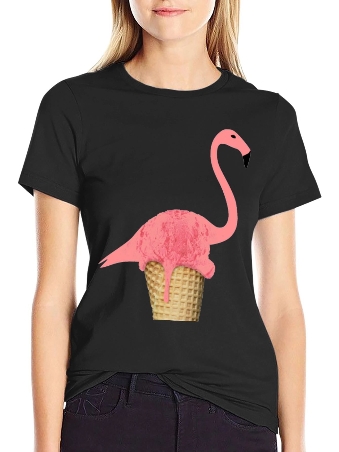 Flamingo Ice Cream Cone Graphic Tee