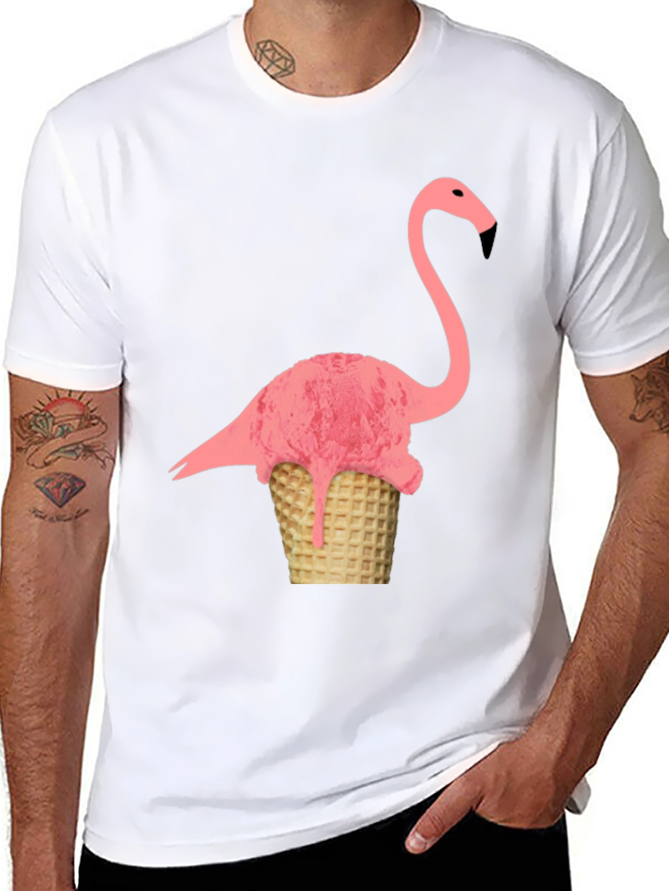 Flamingo Ice Cream Cone Graphic Tee