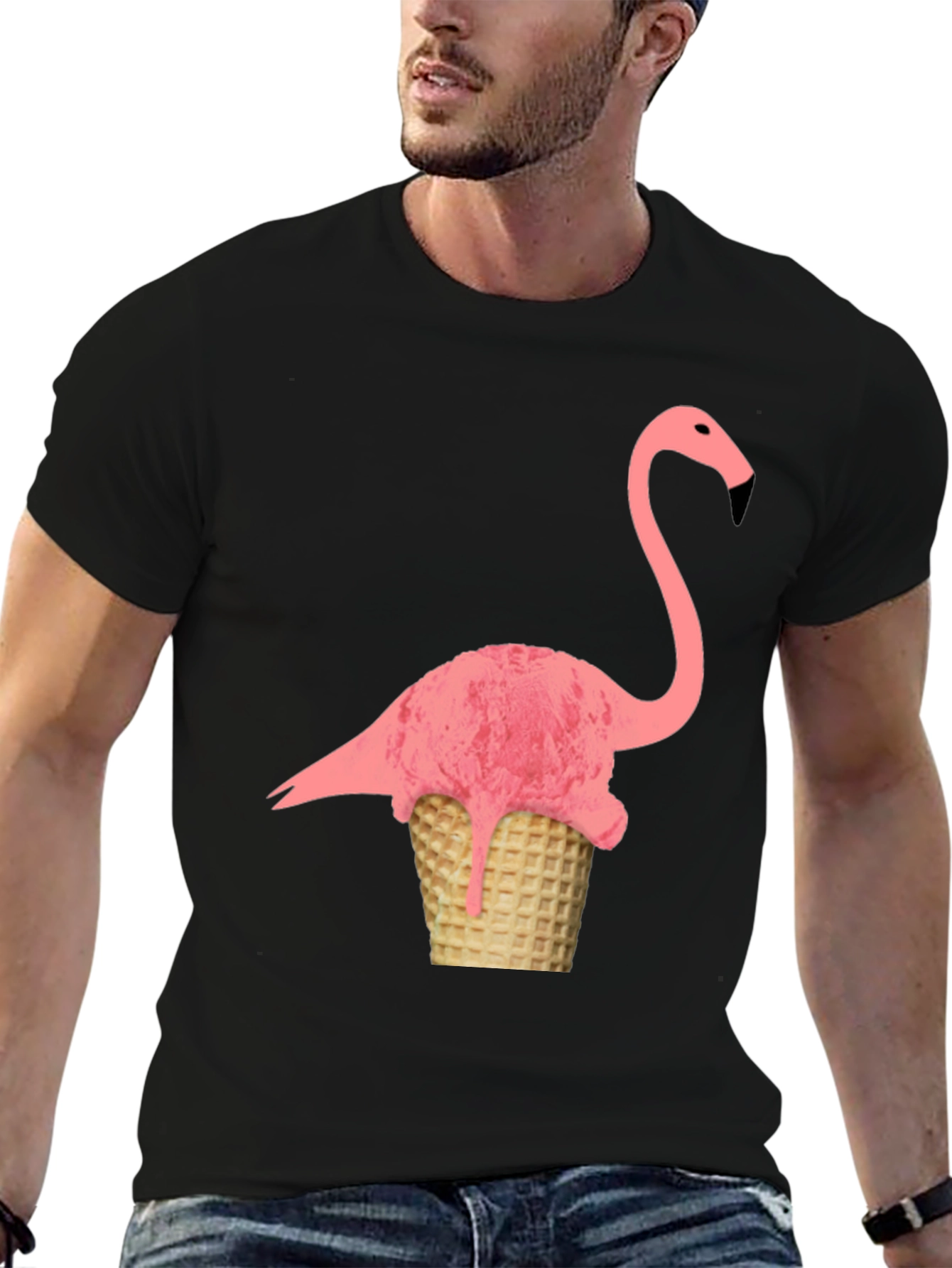 Flamingo Ice Cream Cone Graphic Tee