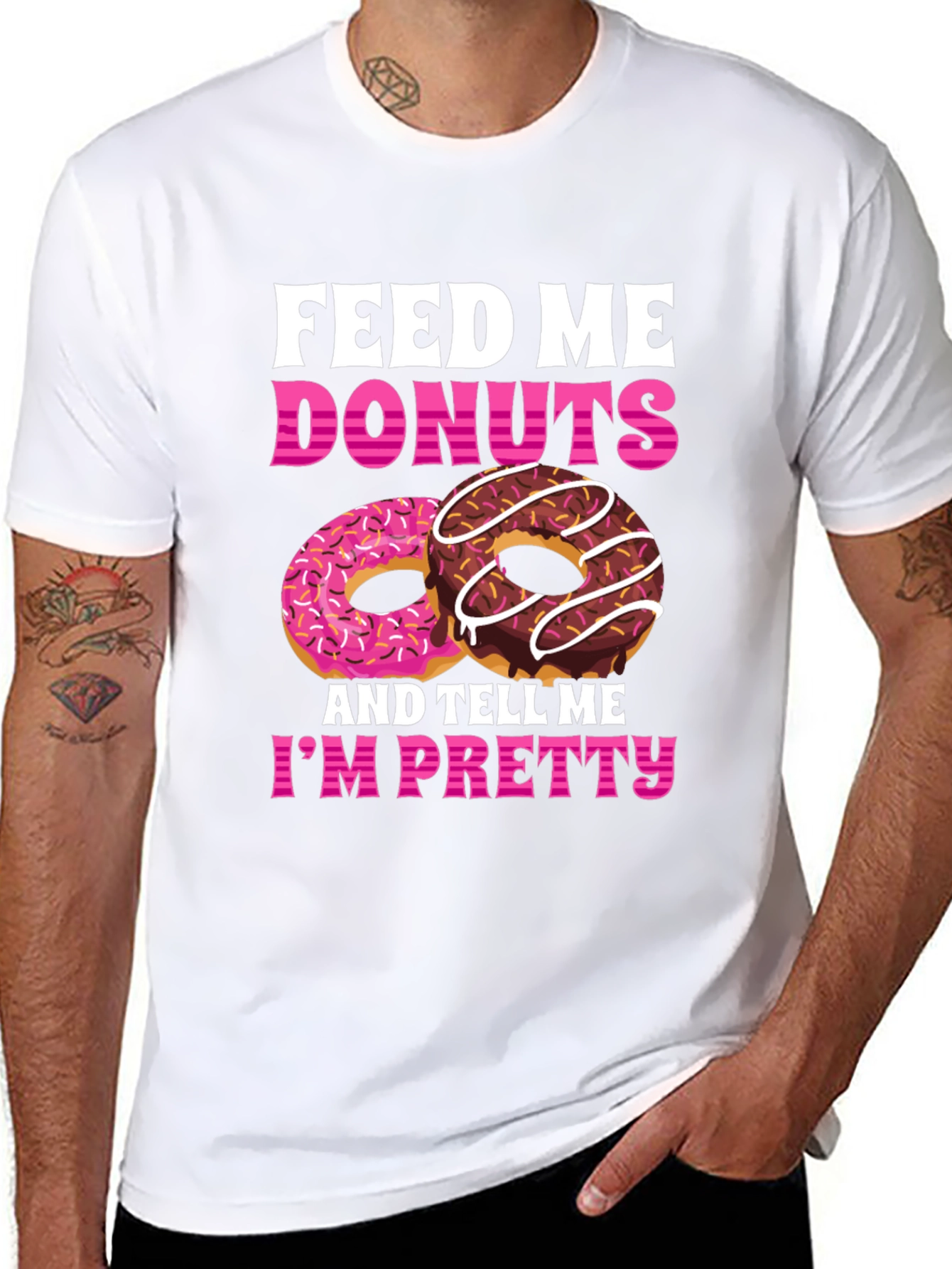 Feed Me Donuts T-Shirt - Funny Foodie Tee