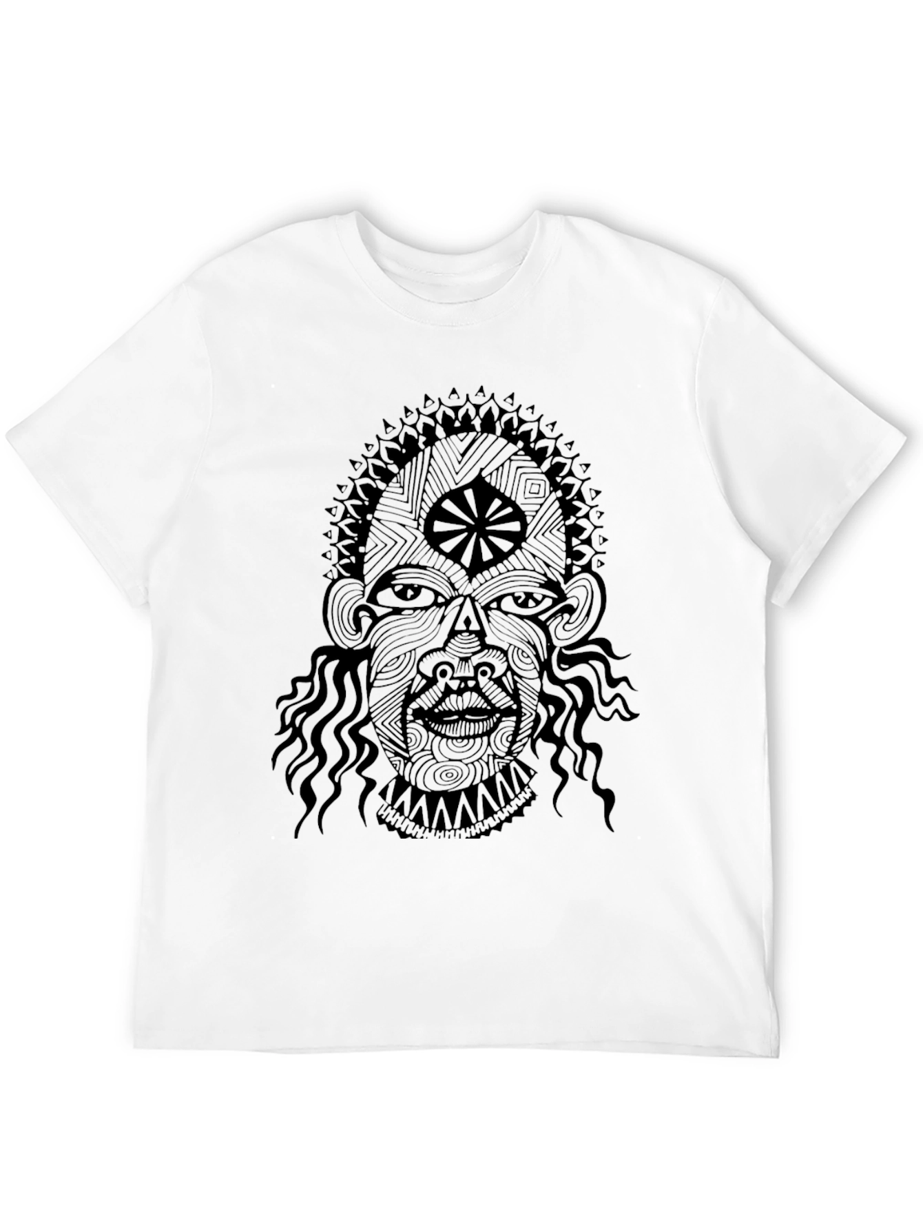 Abstract Face Graphic Black T-Shirt