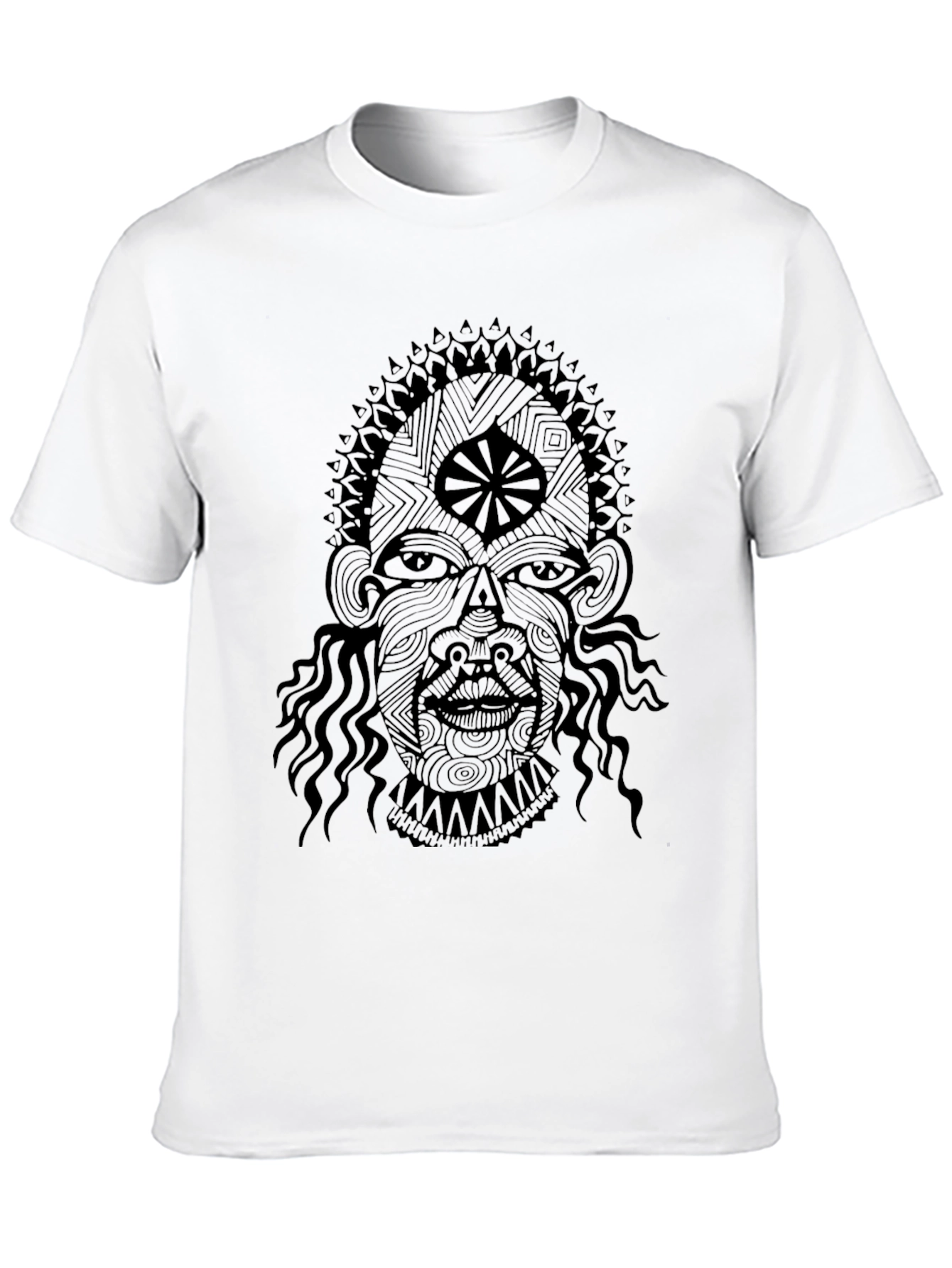 Abstract Face Graphic Black T-Shirt