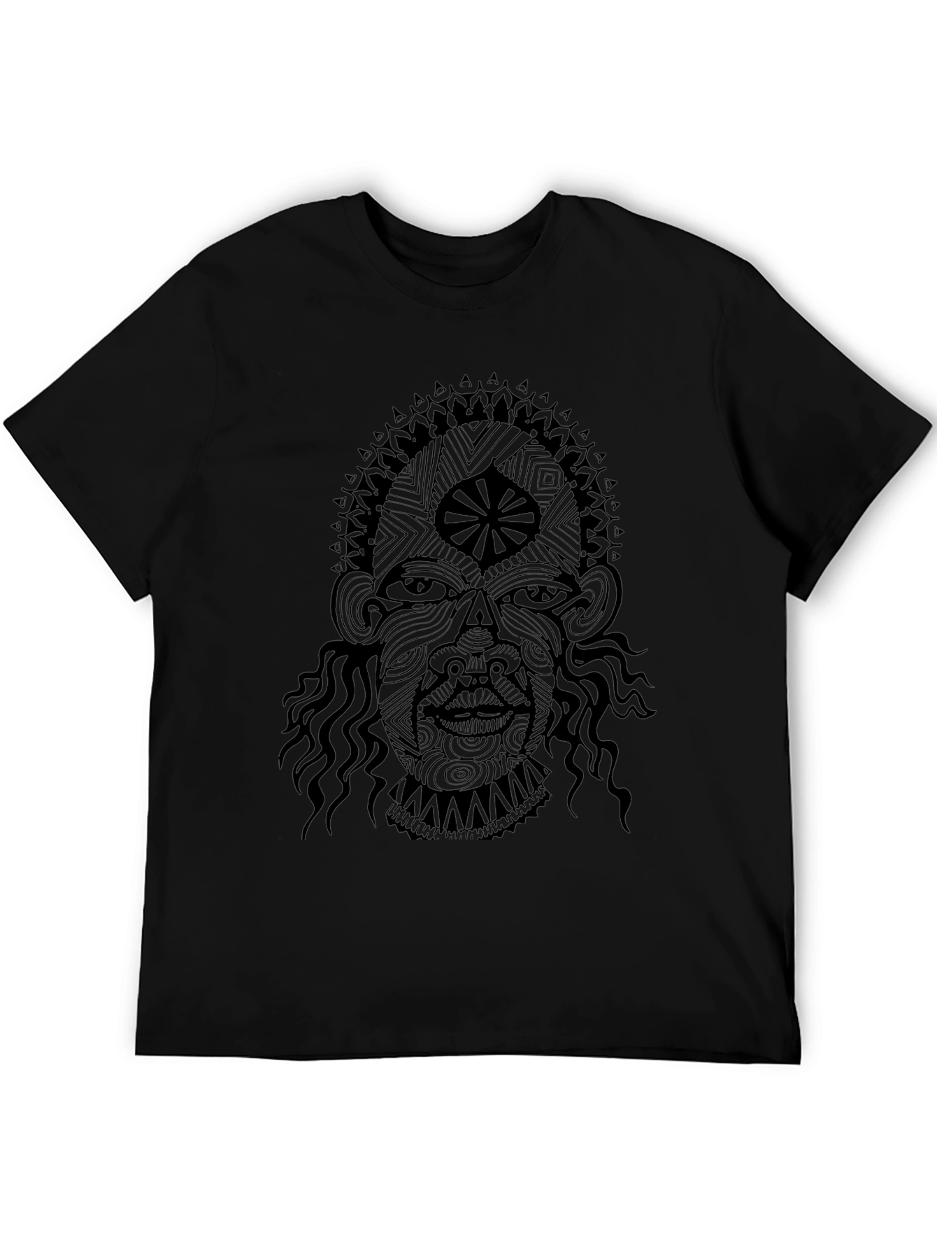 Abstract Face Graphic Black T-Shirt