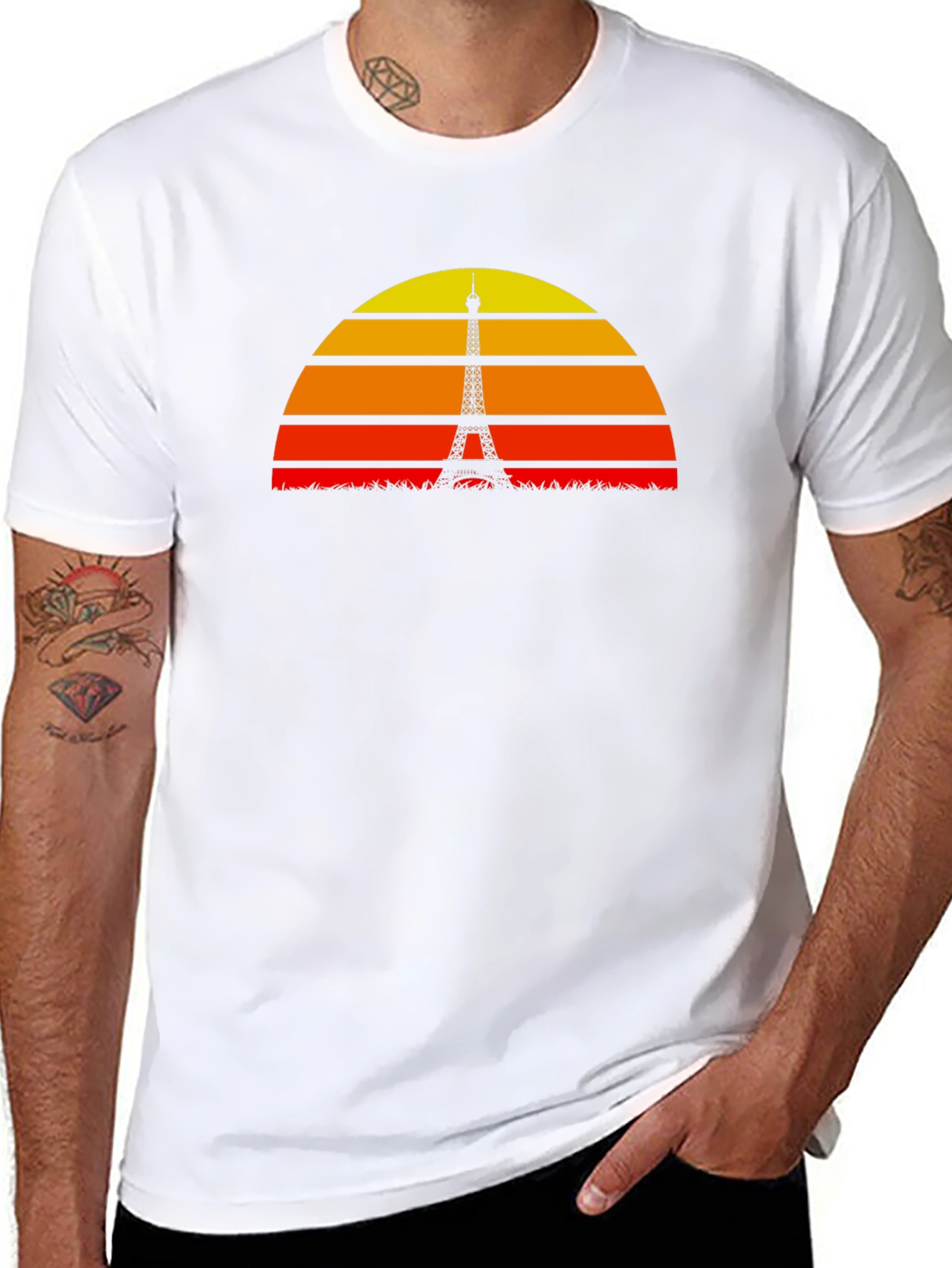 Paris Sunset Silhouette Graphic T-Shirt