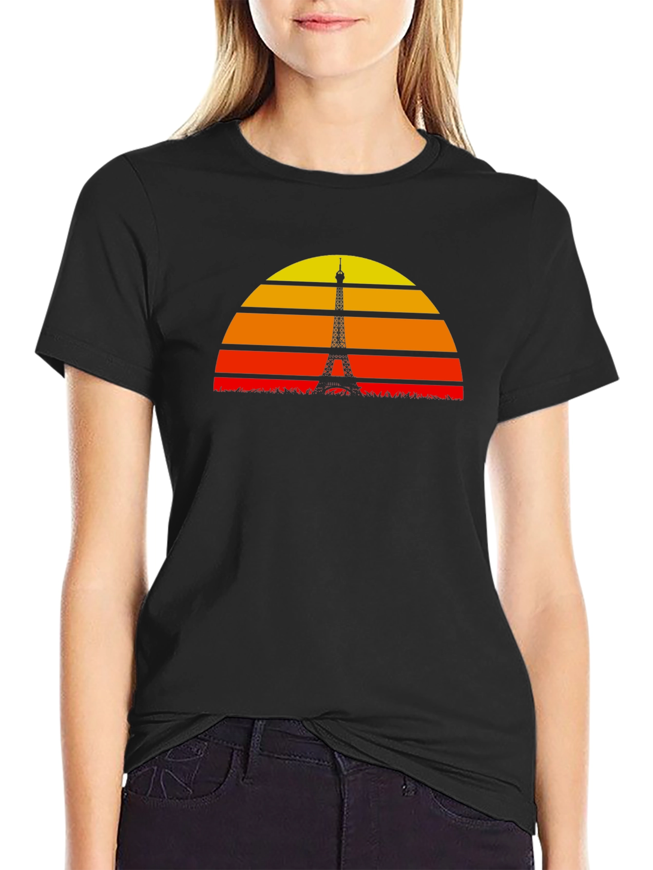 Paris Sunset Silhouette Graphic T-Shirt