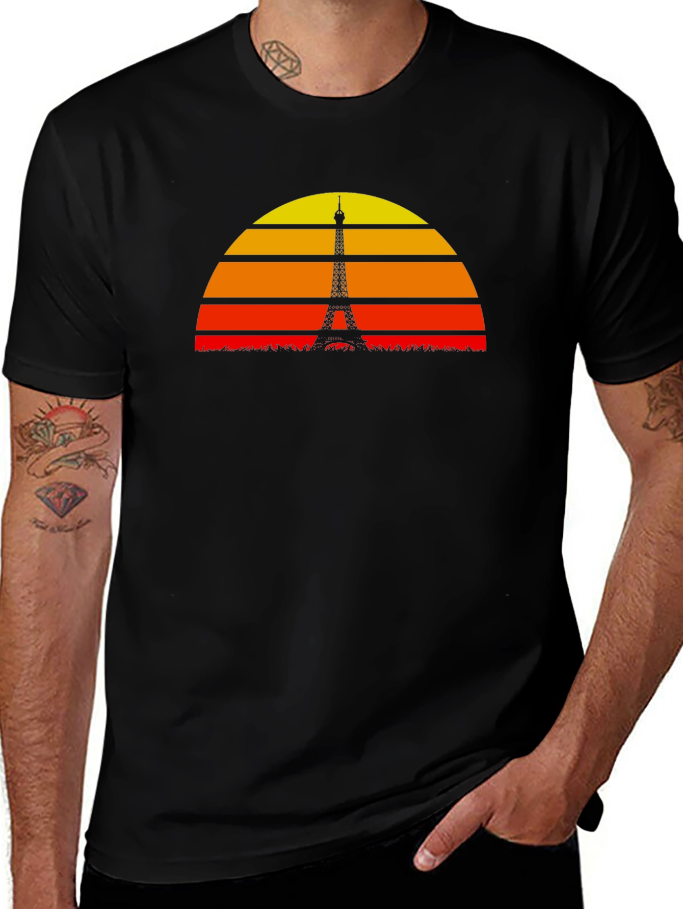 Paris Sunset Silhouette Graphic T-Shirt