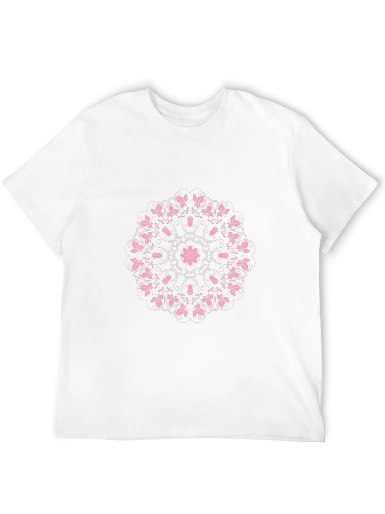 Black T-Shirt with Pink Floral Mandala Design