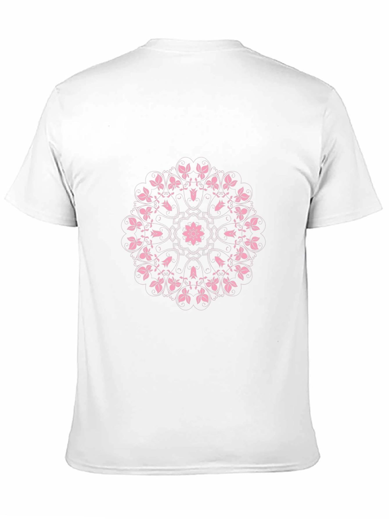 Black T-Shirt with Pink Floral Mandala Design