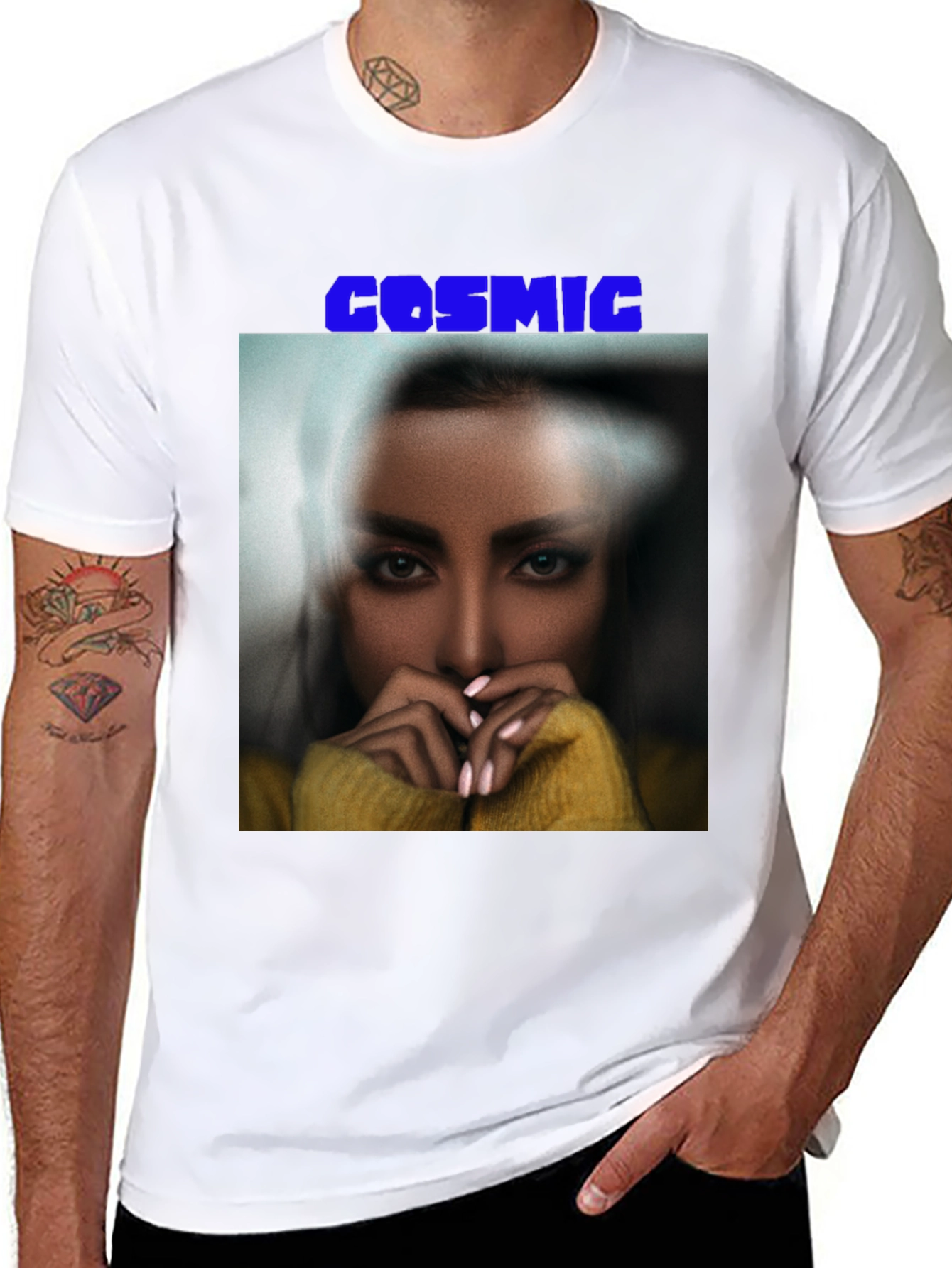 Cosmic Graphic Print Black T-Shirt