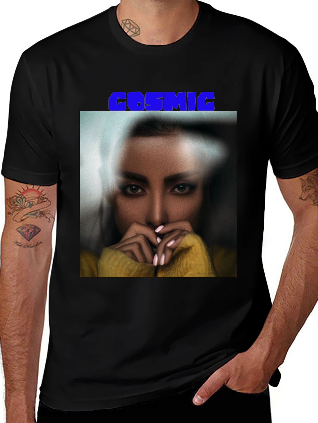 Cosmic Graphic Print Black T-Shirt