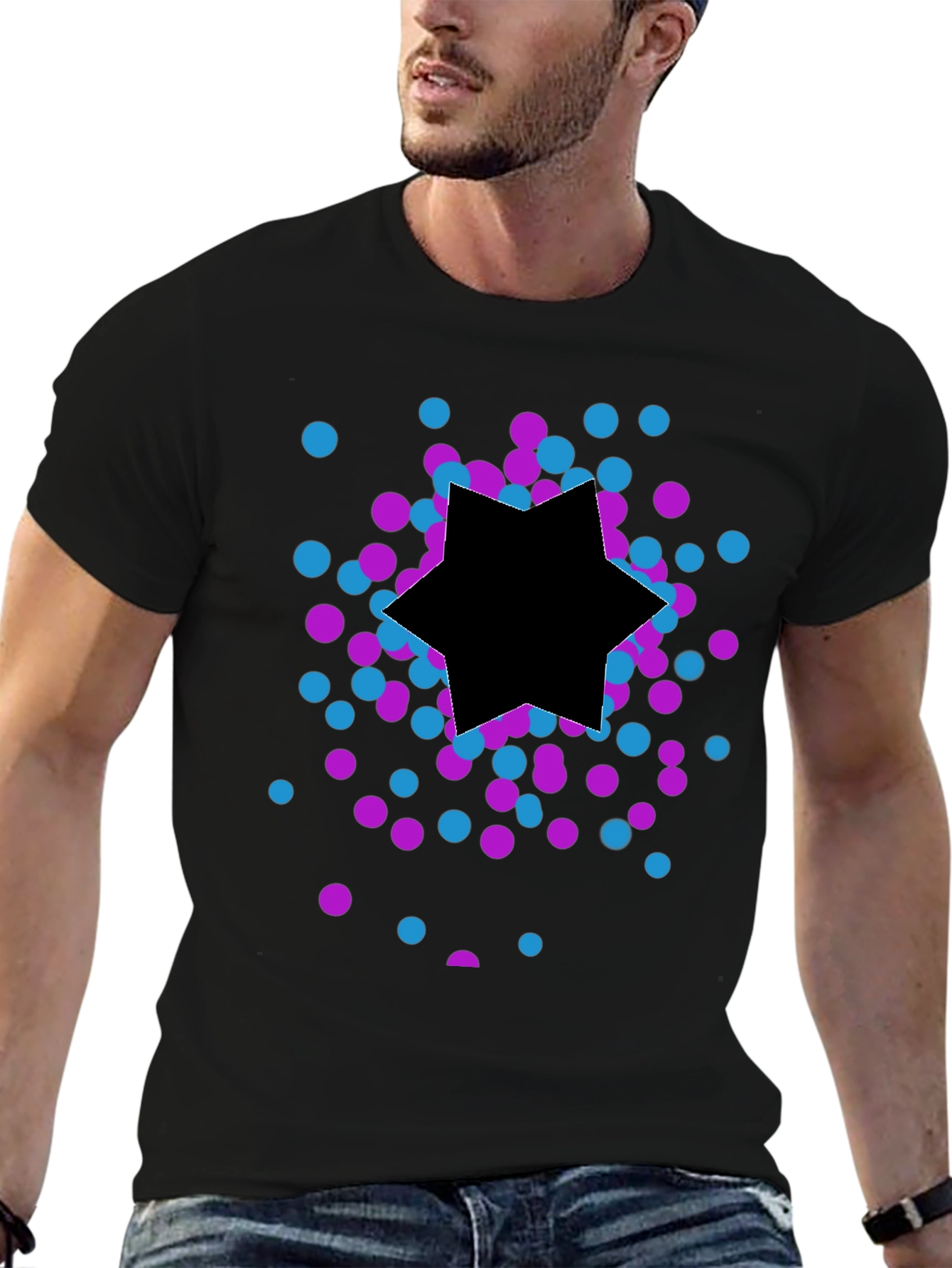 Modern Graphic Tee - Star Confetti Design
