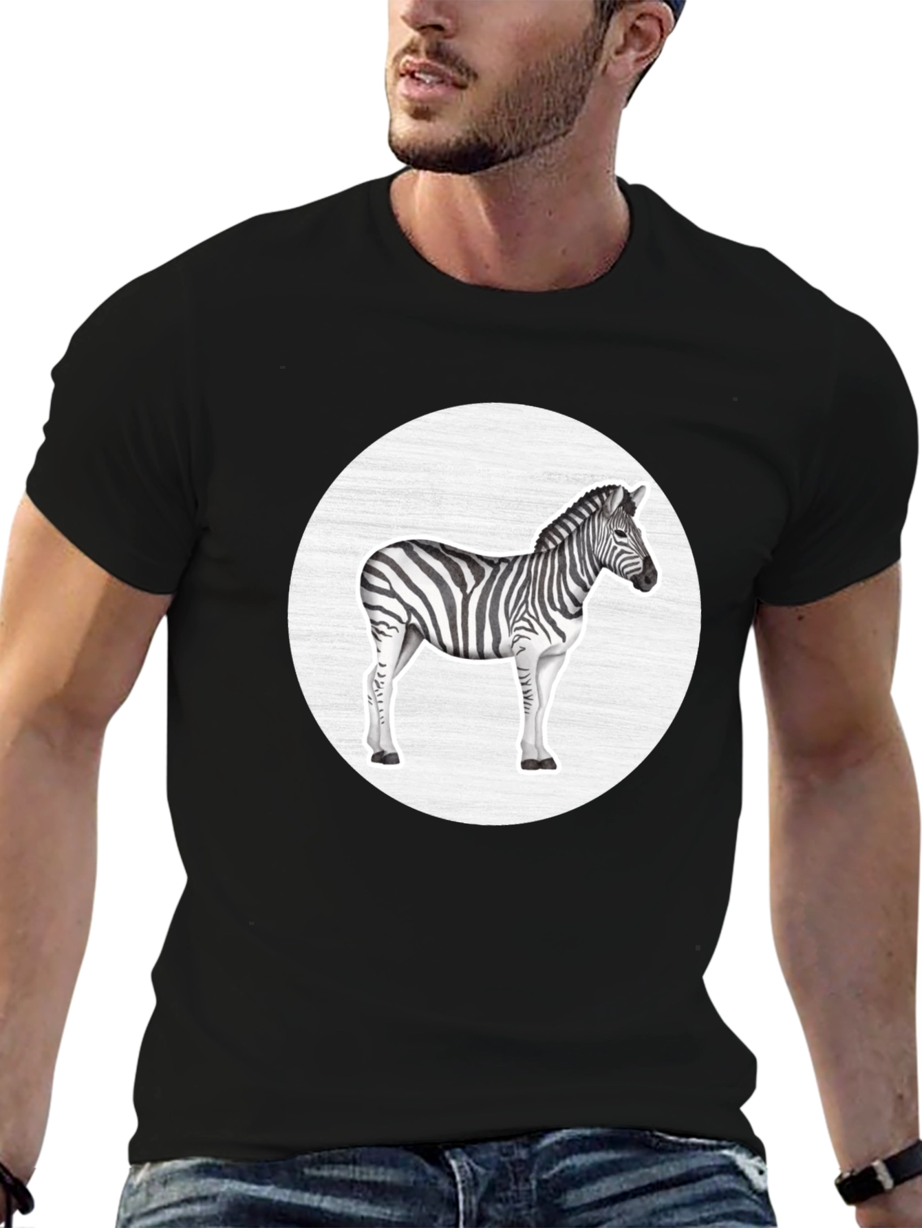 Zebra Graphic Tee - Black Casual T-Shirt