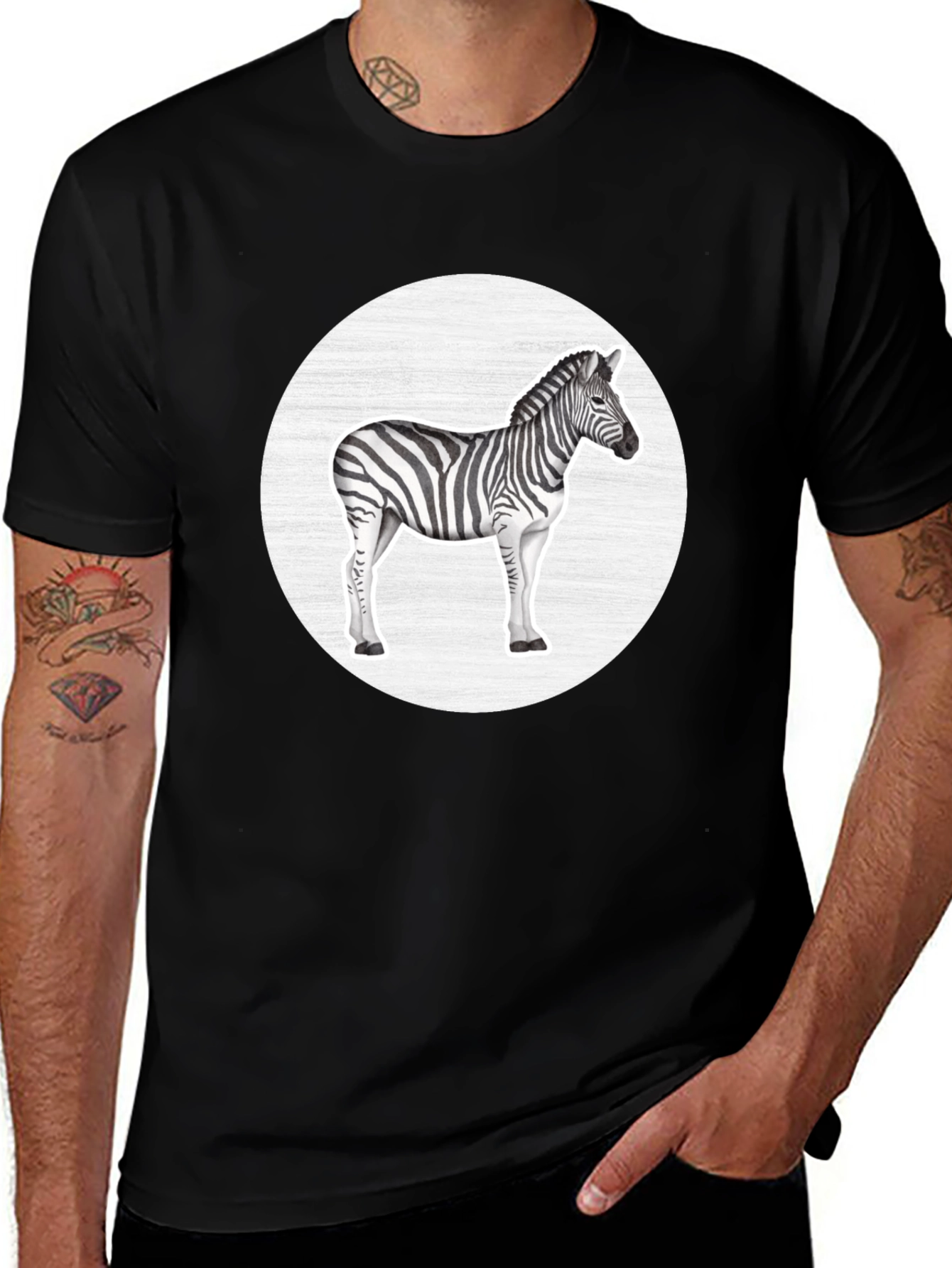 Zebra Graphic Tee - Black Casual T-Shirt