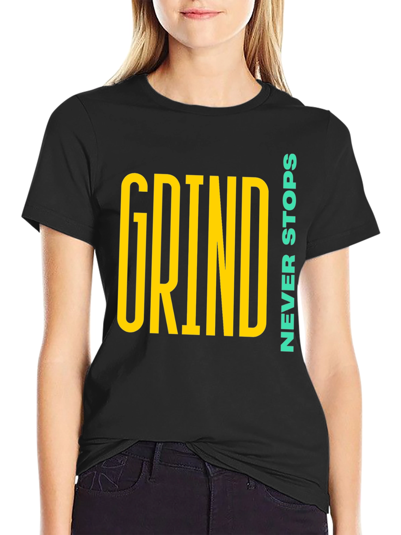 Grind Never Stops Black Graphic T-Shirt