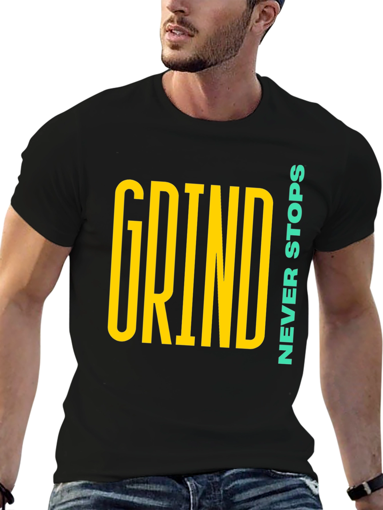 Grind Never Stops Black Graphic T-Shirt
