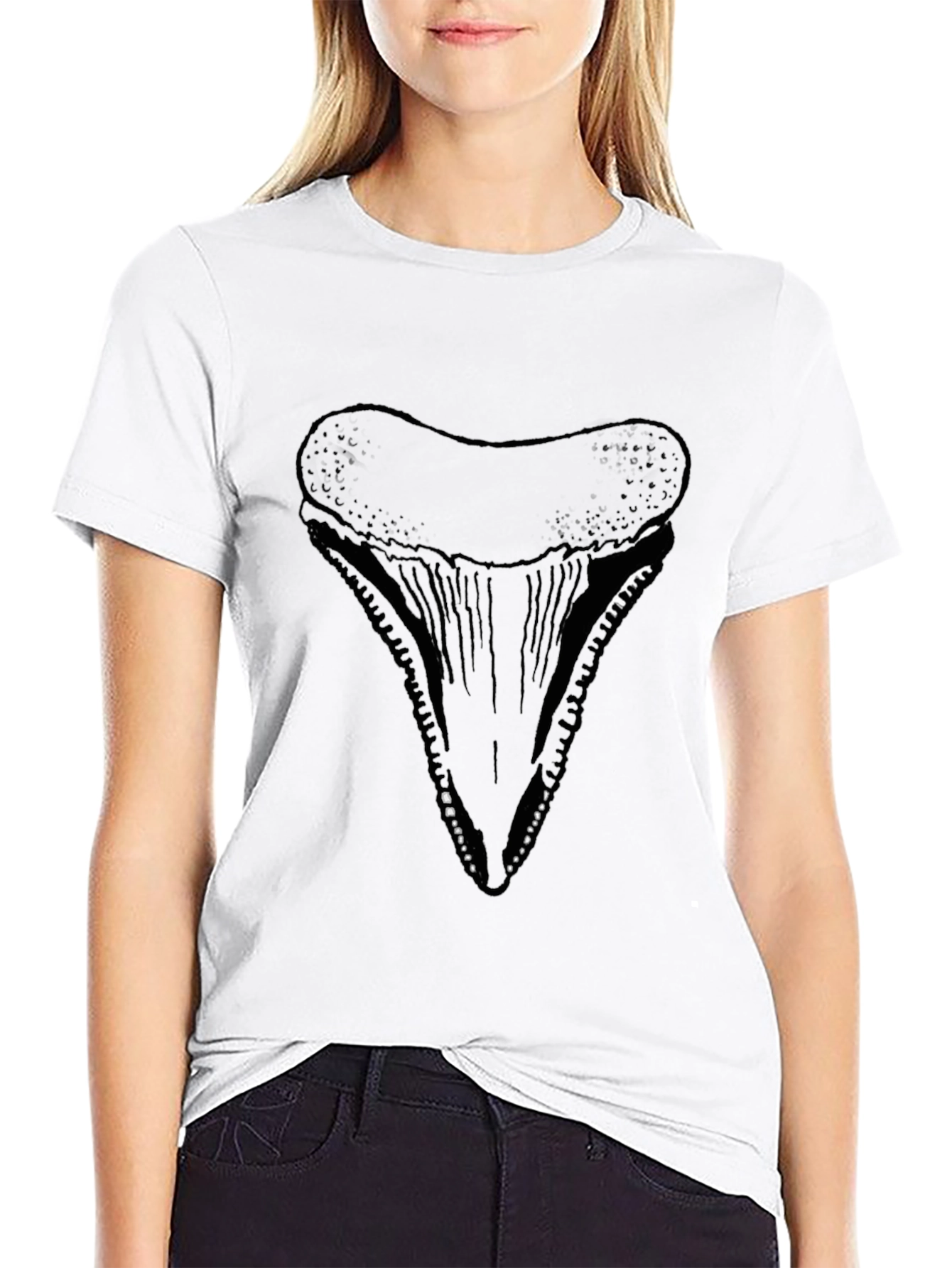 Shark Tooth Graphic Tee - Cool Black Cotton T-Shirt