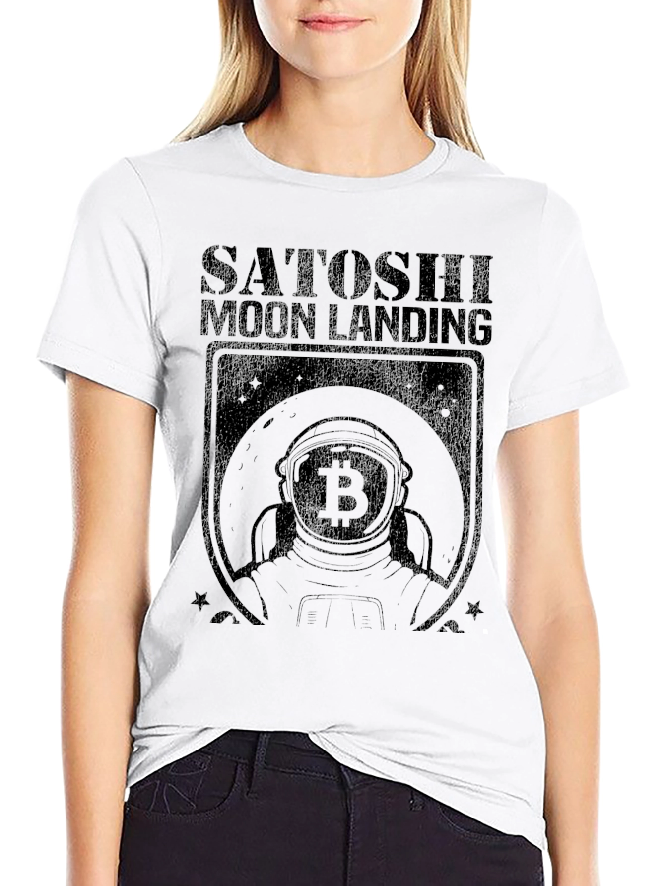 Satoshi Moon Landing Bitcoin Graphic Tee