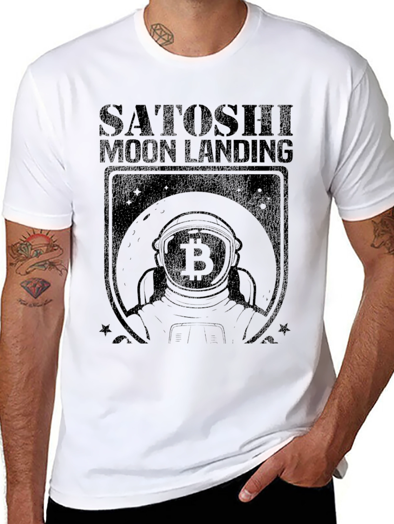 Satoshi Moon Landing Bitcoin Graphic Tee