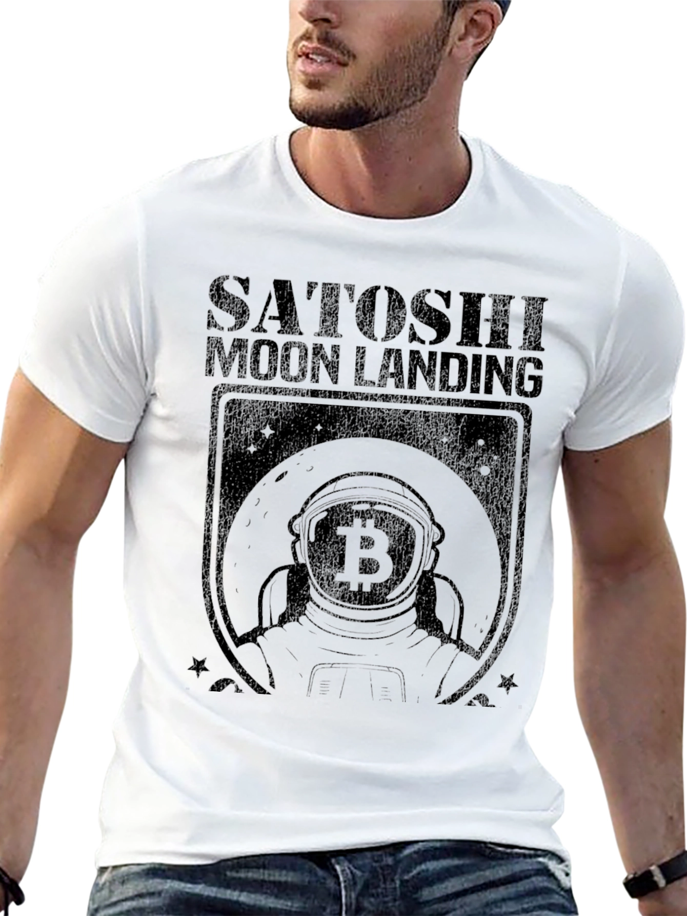 Satoshi Moon Landing Bitcoin Graphic Tee