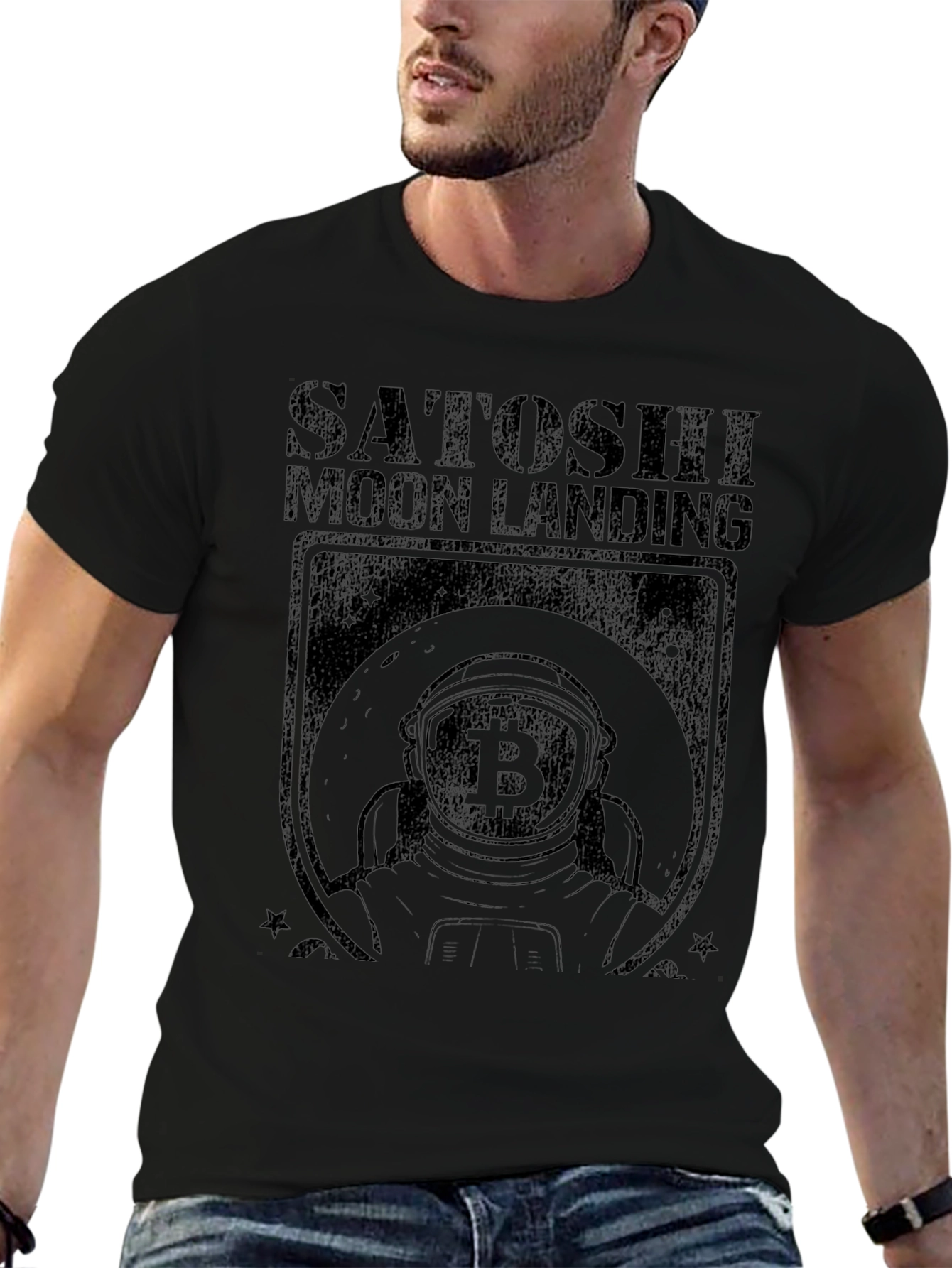 Satoshi Moon Landing Bitcoin Graphic Tee