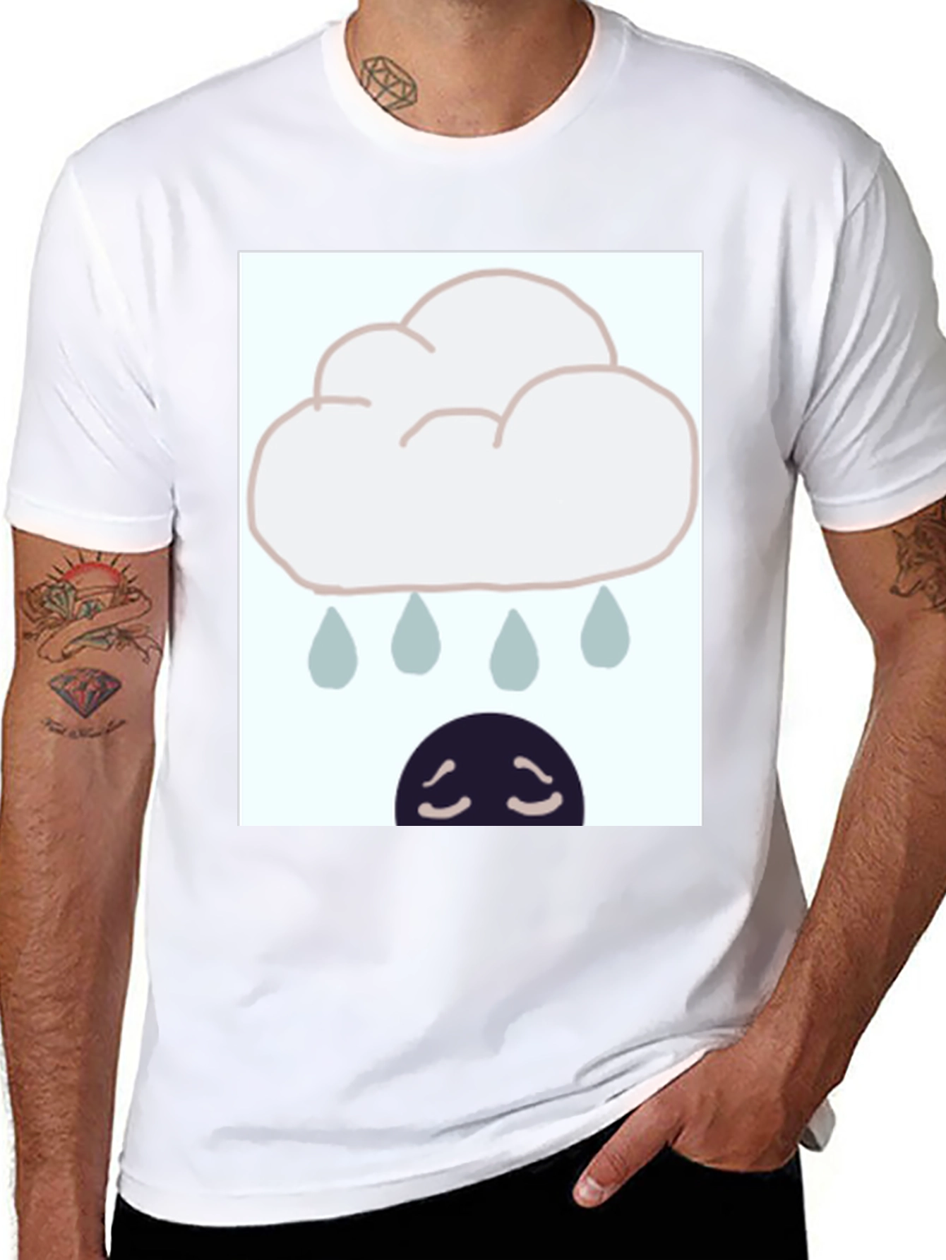 Rainy Day Mood Graphic Tee - Black Cotton Blend