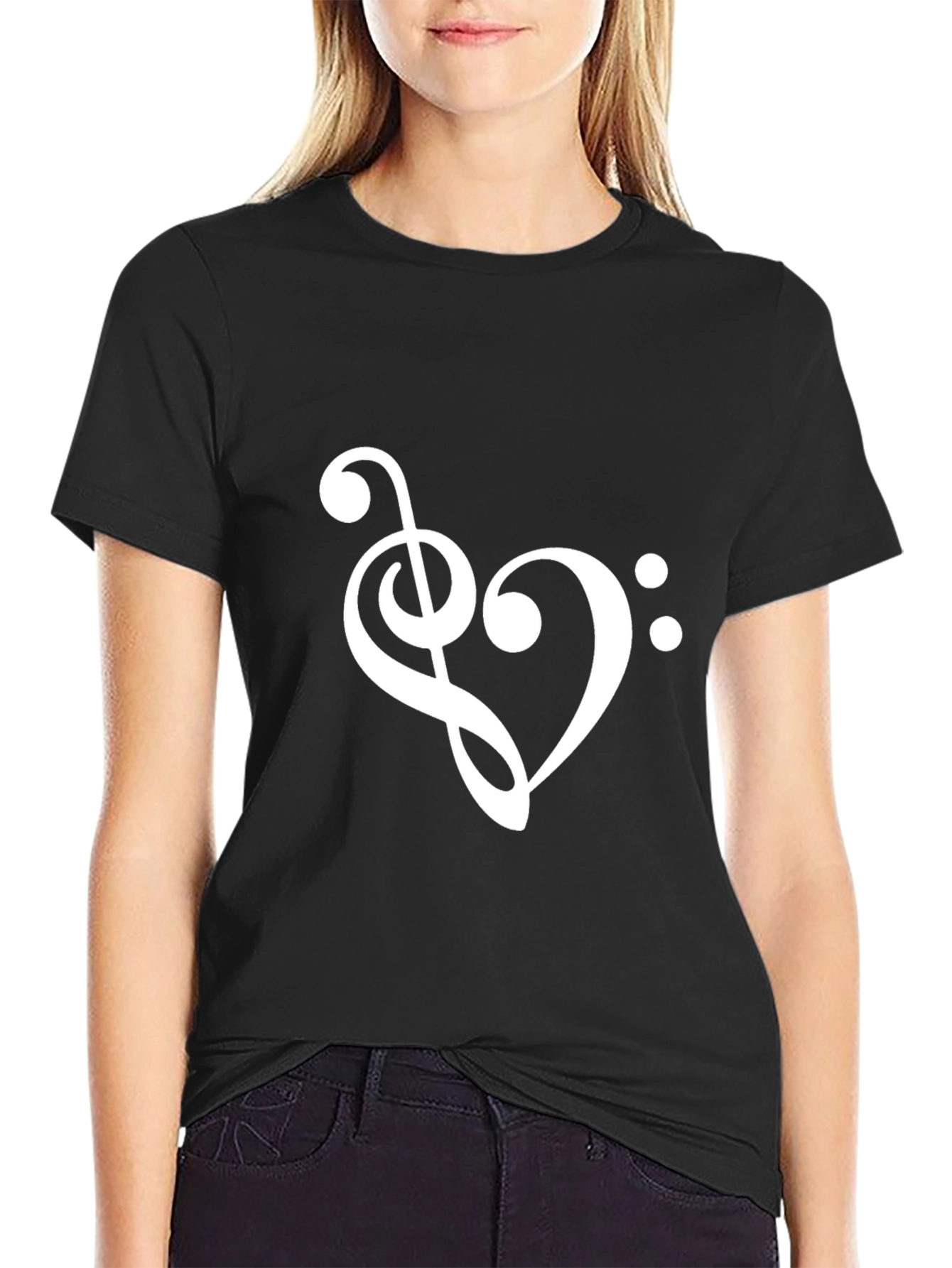 Music Heartbeat T-Shirt - Stylish Treble Clef Design